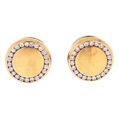 Cartier 18K Yellow Gold Round Diamond Cufflinks