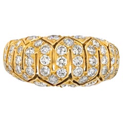 Cartier 18K Yellow Gold Round Diamond Pave Cocktail Fashion Ring 