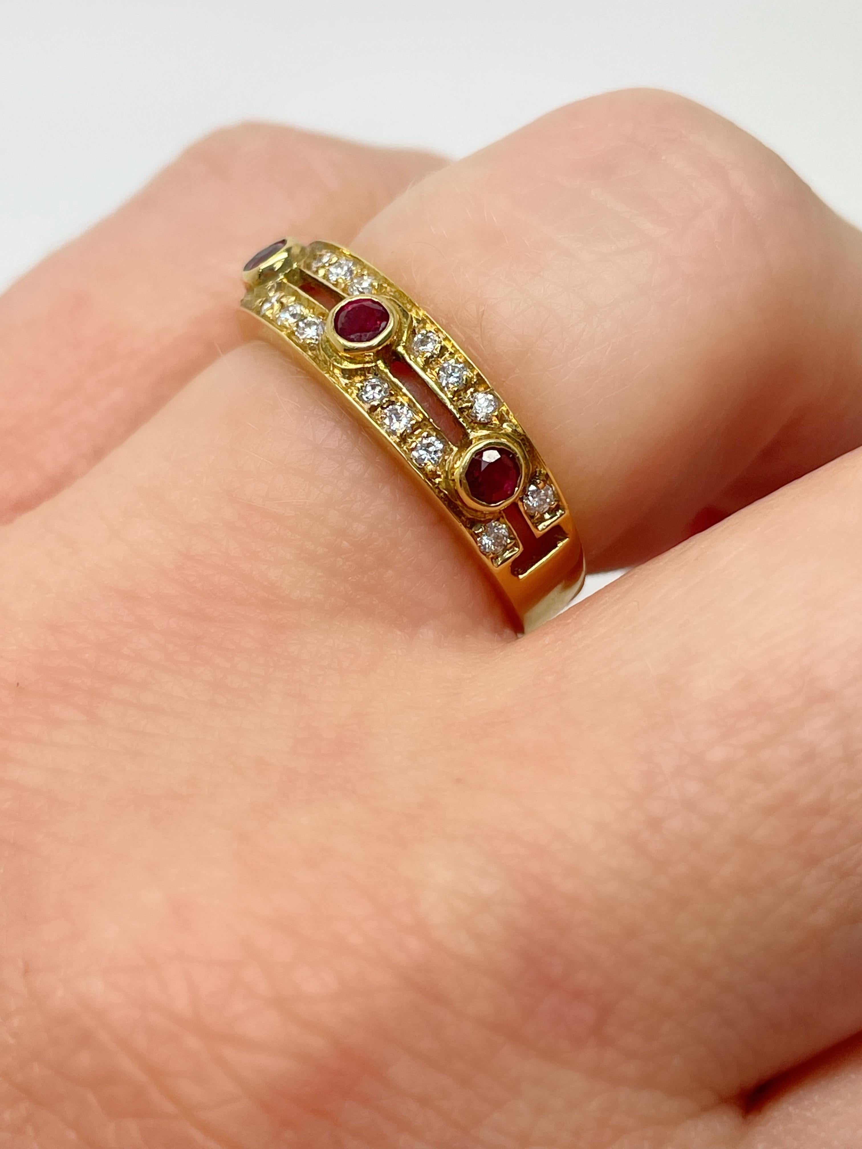 Women's Cartier, 18K Yellow Gold, Ruby and Diamond Ring For Sale