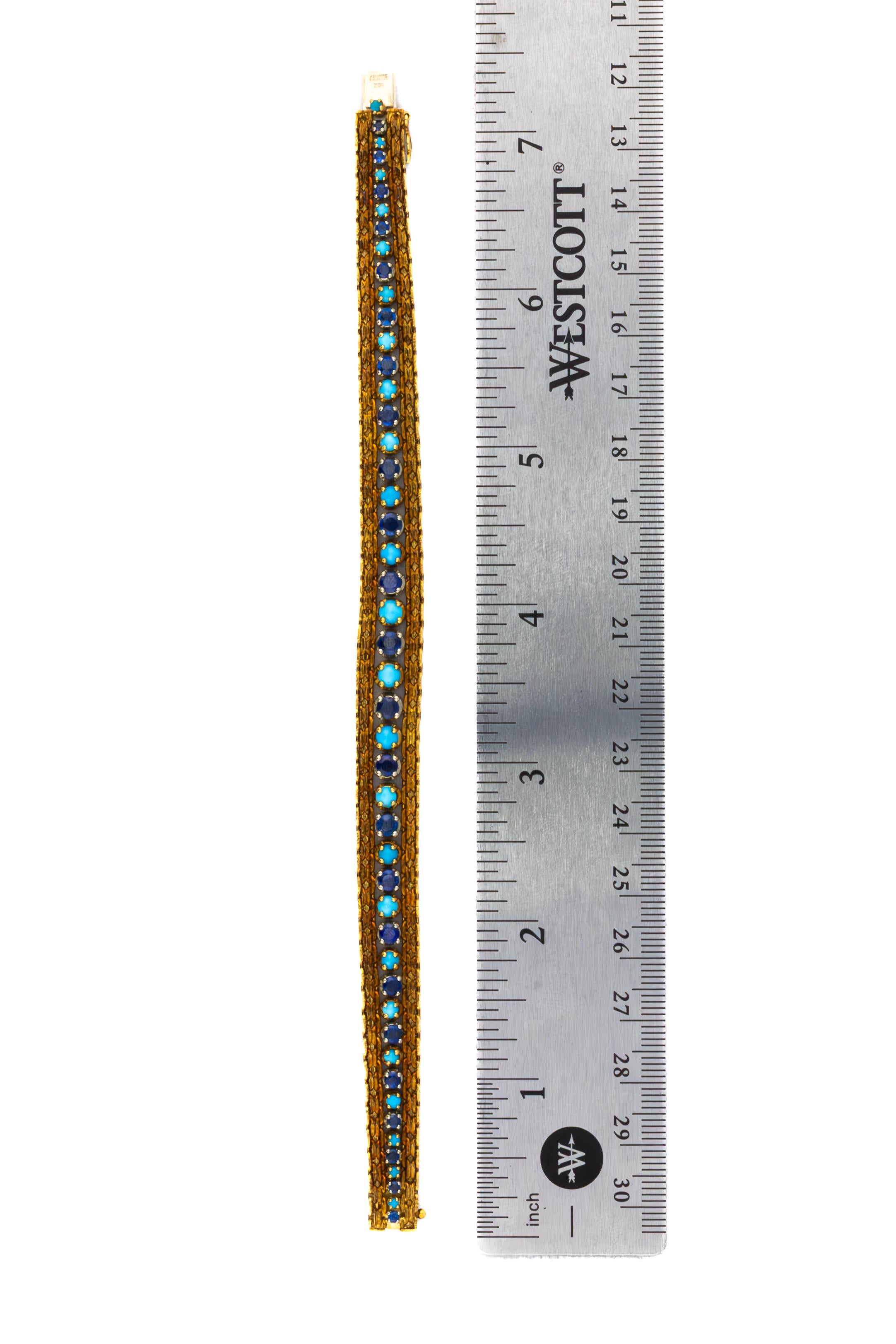 Bracelet de ligne en or jaune 18K, saphir et turquoise de Cartier Unisexe en vente