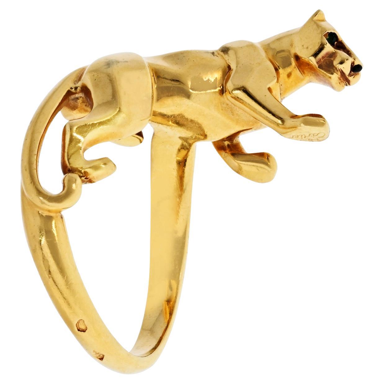 Cartier 18K Gelbgold Größe 7,5 Panthere Vintage Ring