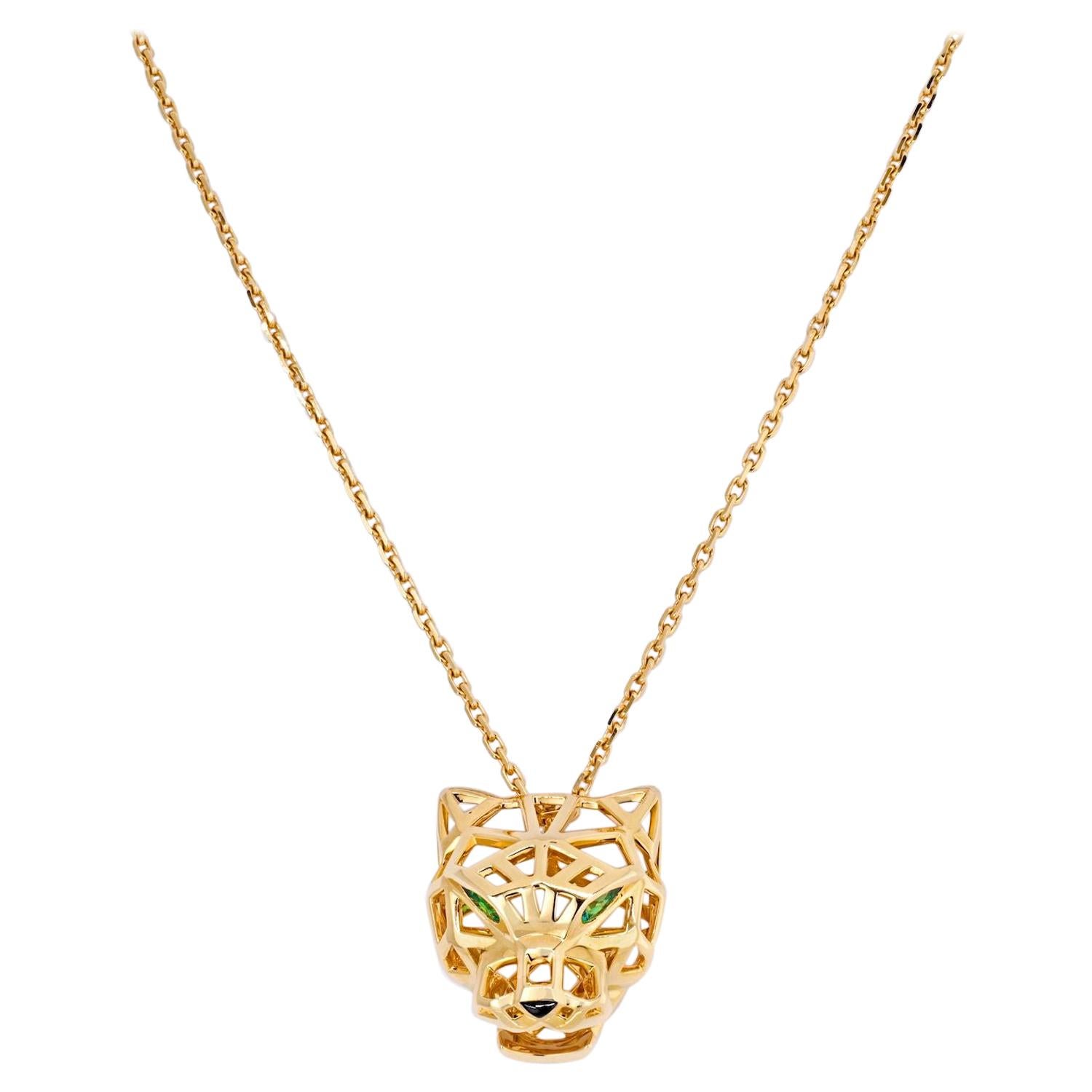 Cartier 18K Yellow Gold Skeleton Panthere on a Chain Necklace