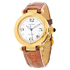 Cartier 18k Yellow Gold Smooth Bezel White Dial Automatic Ladies Watch