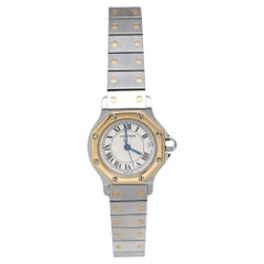 Cartier 18K yellow Gold Stainless Santos de Cartier Women's Wristwatch 24 mm