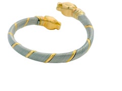 Cartier 18k Yellow Gold & Stainless Steel Panthere Collection Bangle Bracelet