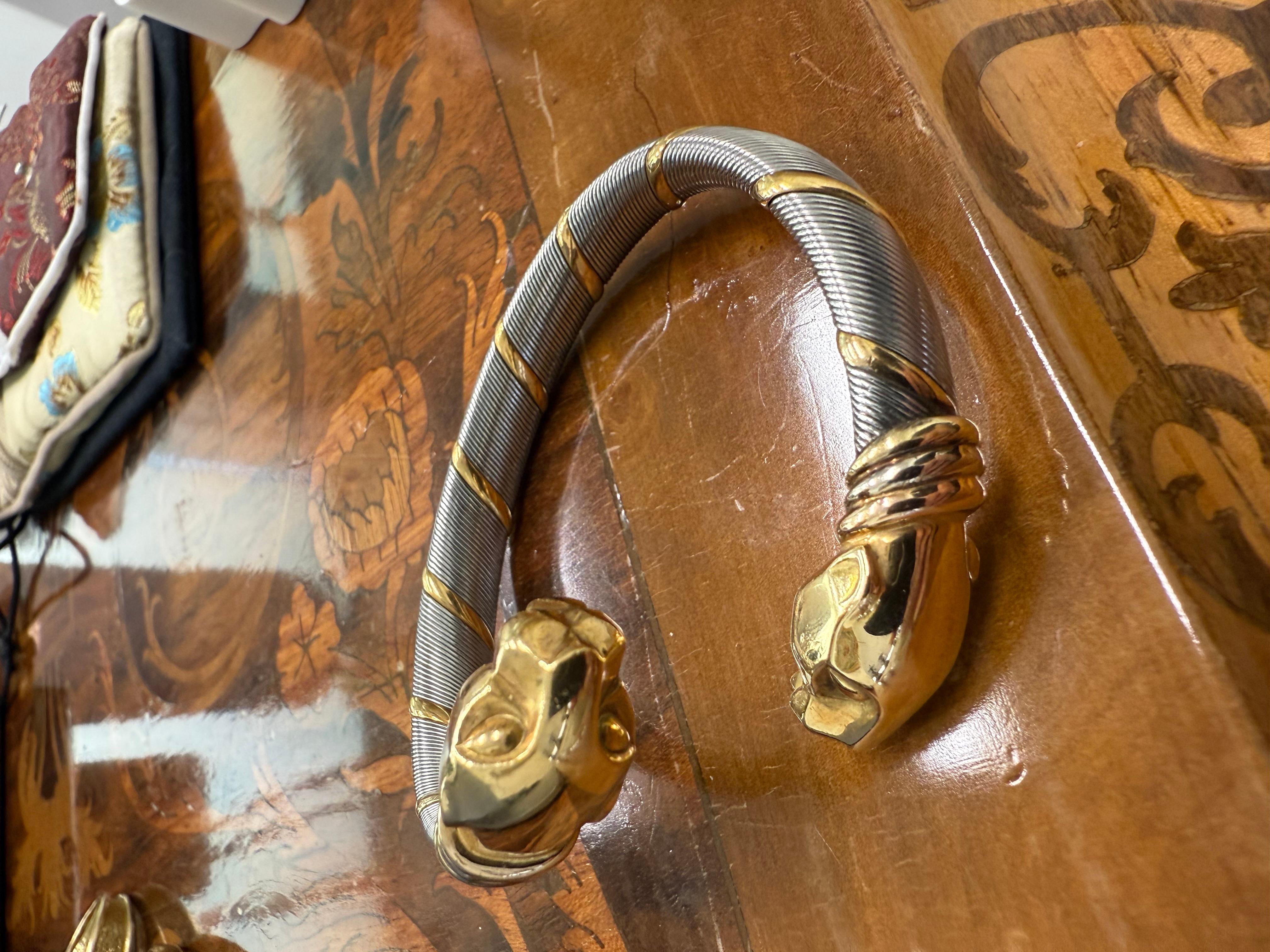 CARTIER Bracelet en or jaune 18k et acier inoxydable Collection Steele Unisexe en vente