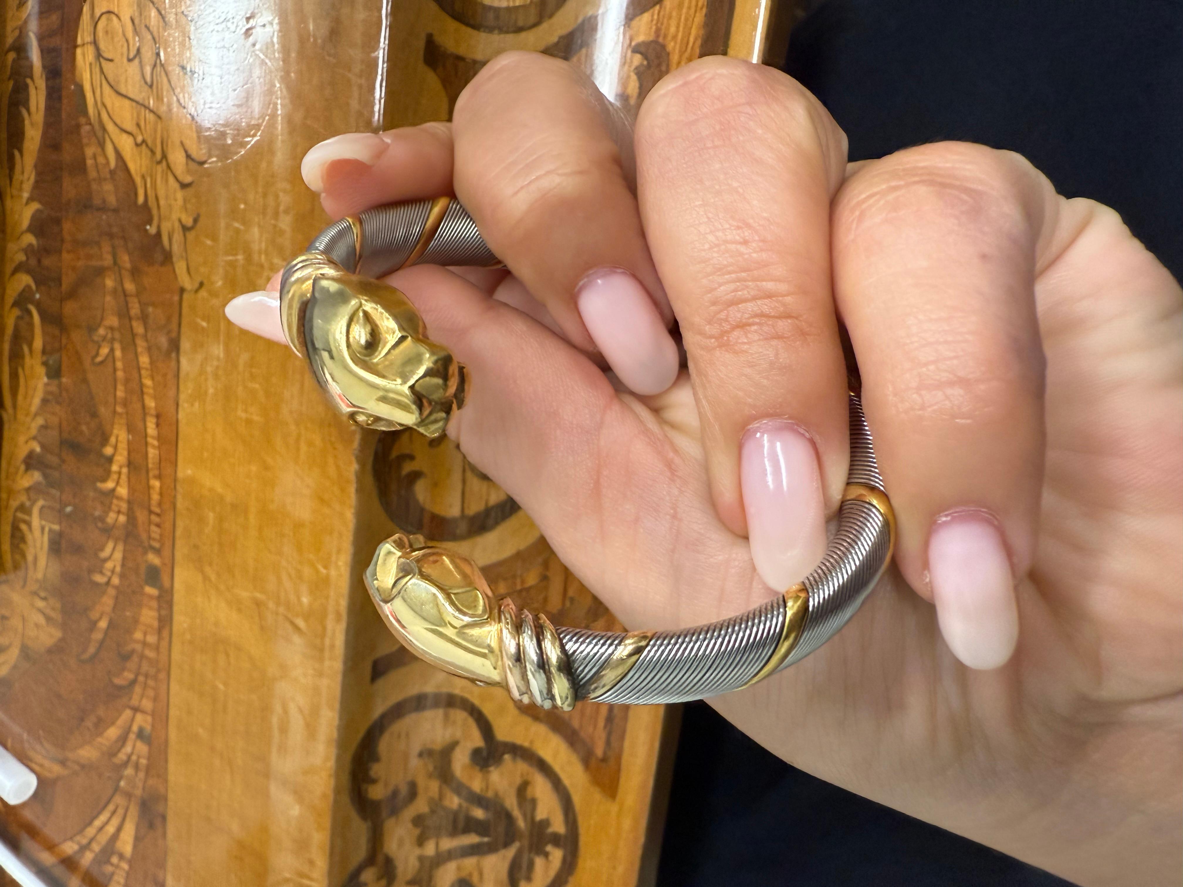 CARTIER Bracelet en or jaune 18k et acier inoxydable Collection Steele en vente 2