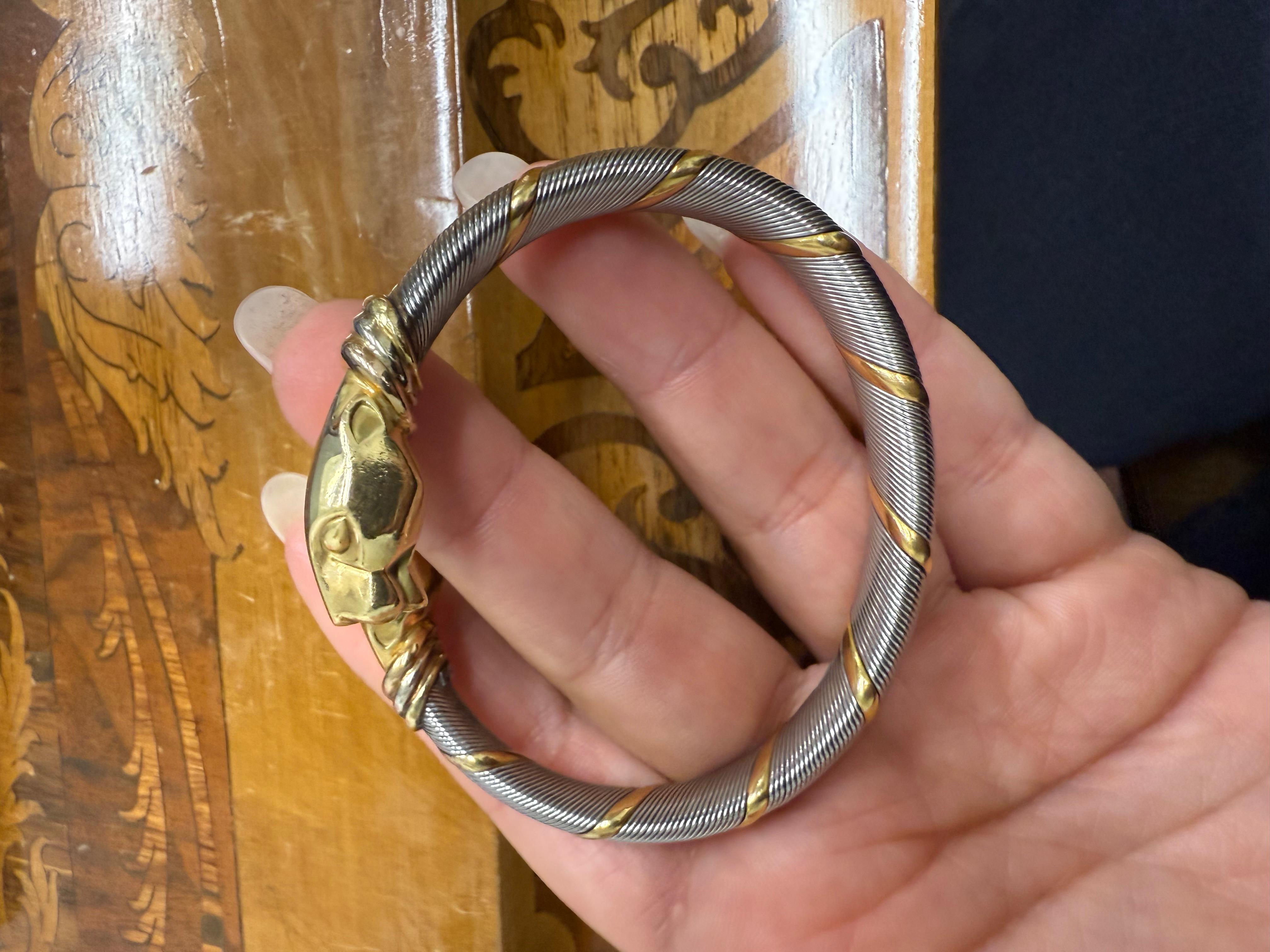 CARTIER Bracelet en or jaune 18k et acier inoxydable Collection Steele en vente 3