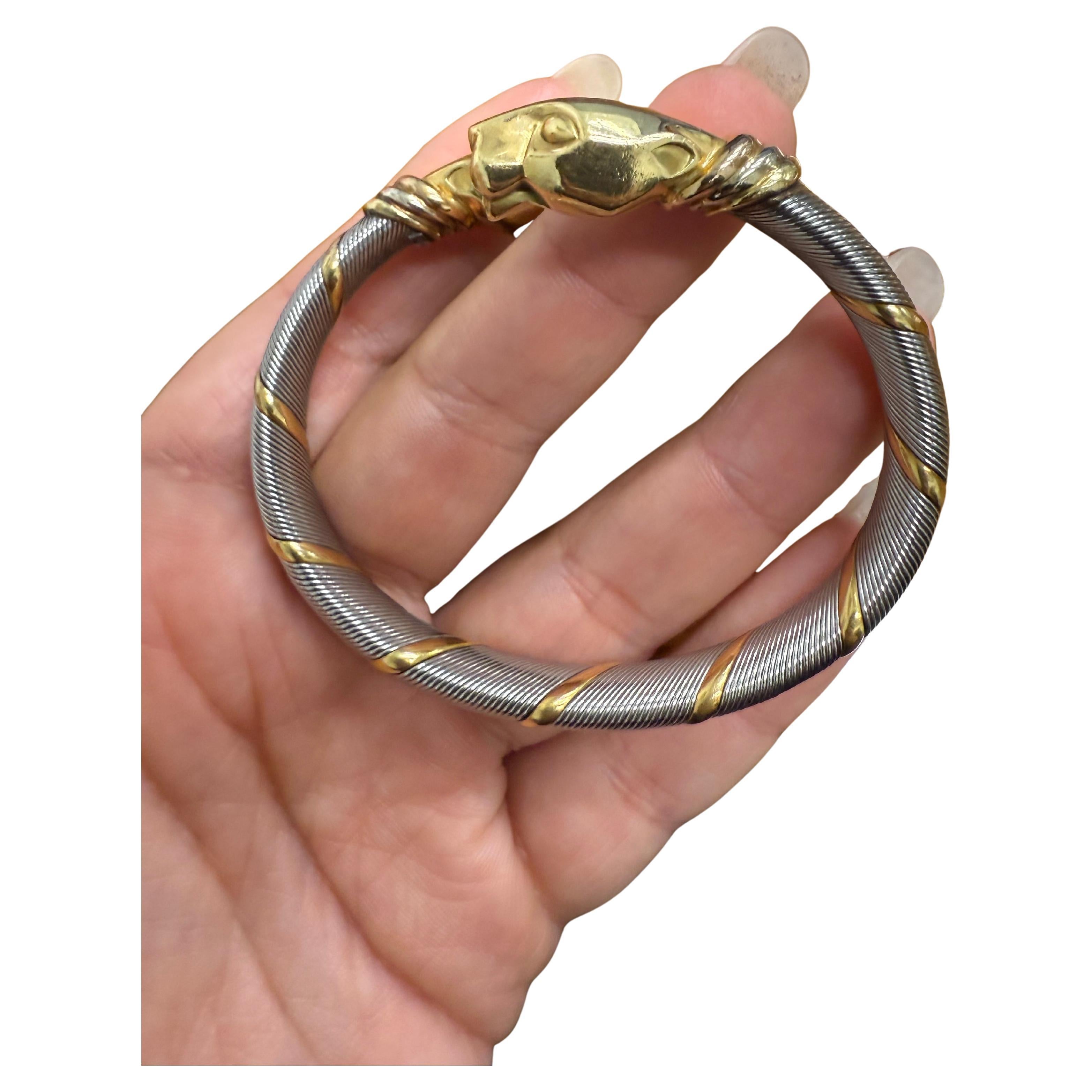 CARTIER Brazalete de oro amarillo de 18k y acero inoxidable Colección Panthere