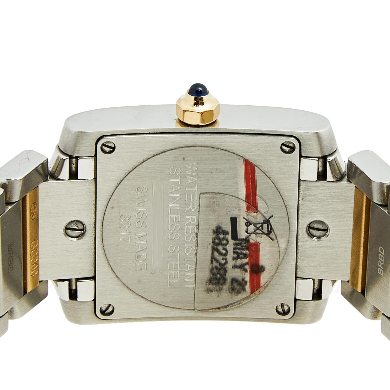 Contemporary Cartier 18k Yellow Gold Stainless Steel Tank Francaise Women's Wristwatch 20 mm