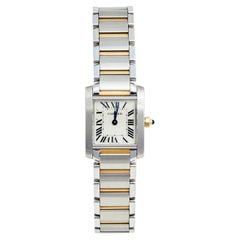 Cartier 18k Yellow Gold Stainless Steel Tank Francaise Women's Wristwatch 20 mm