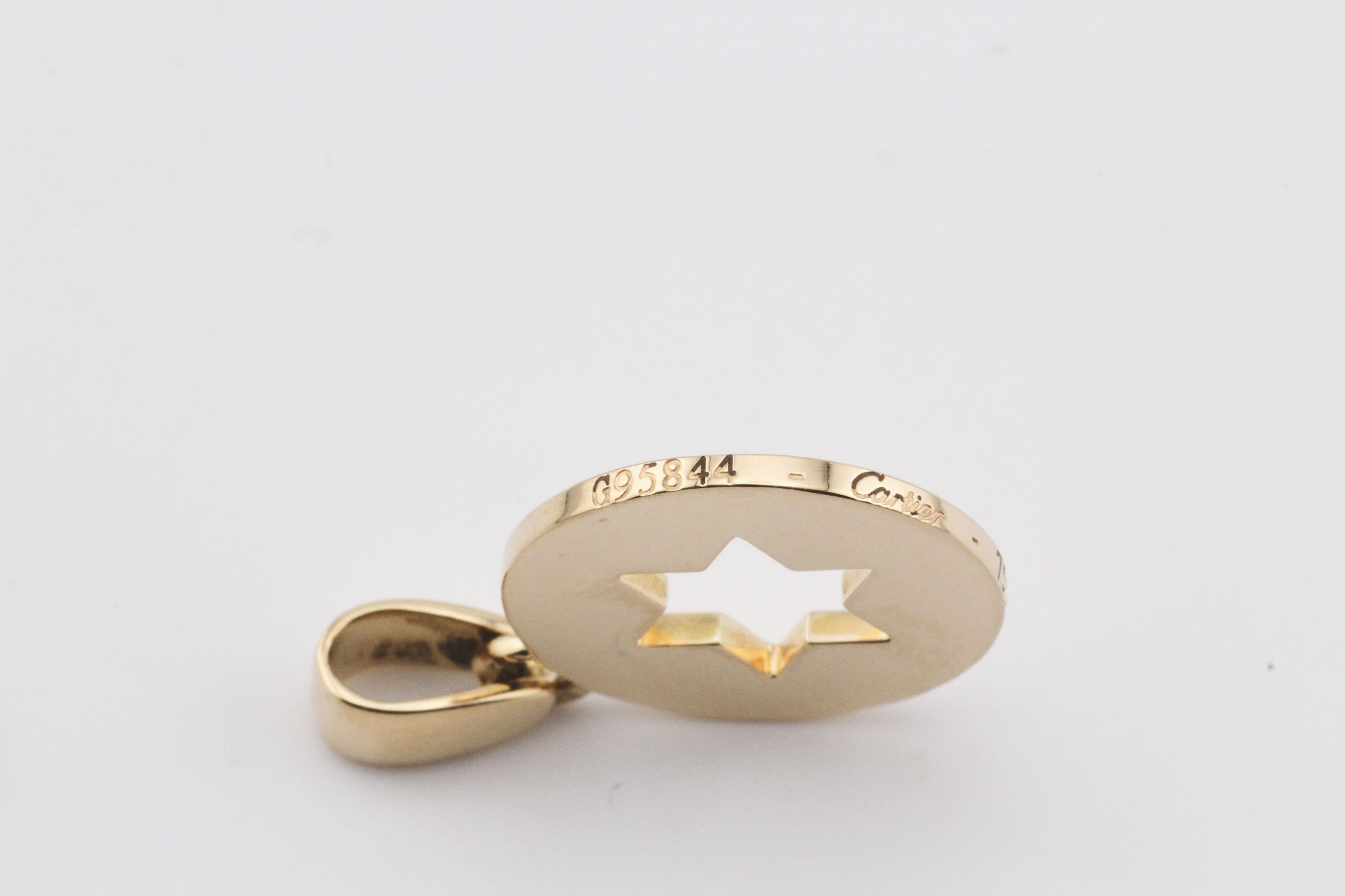 Women's or Men's Cartier 18K Yellow Gold Star of David Charm Pendant For Sale