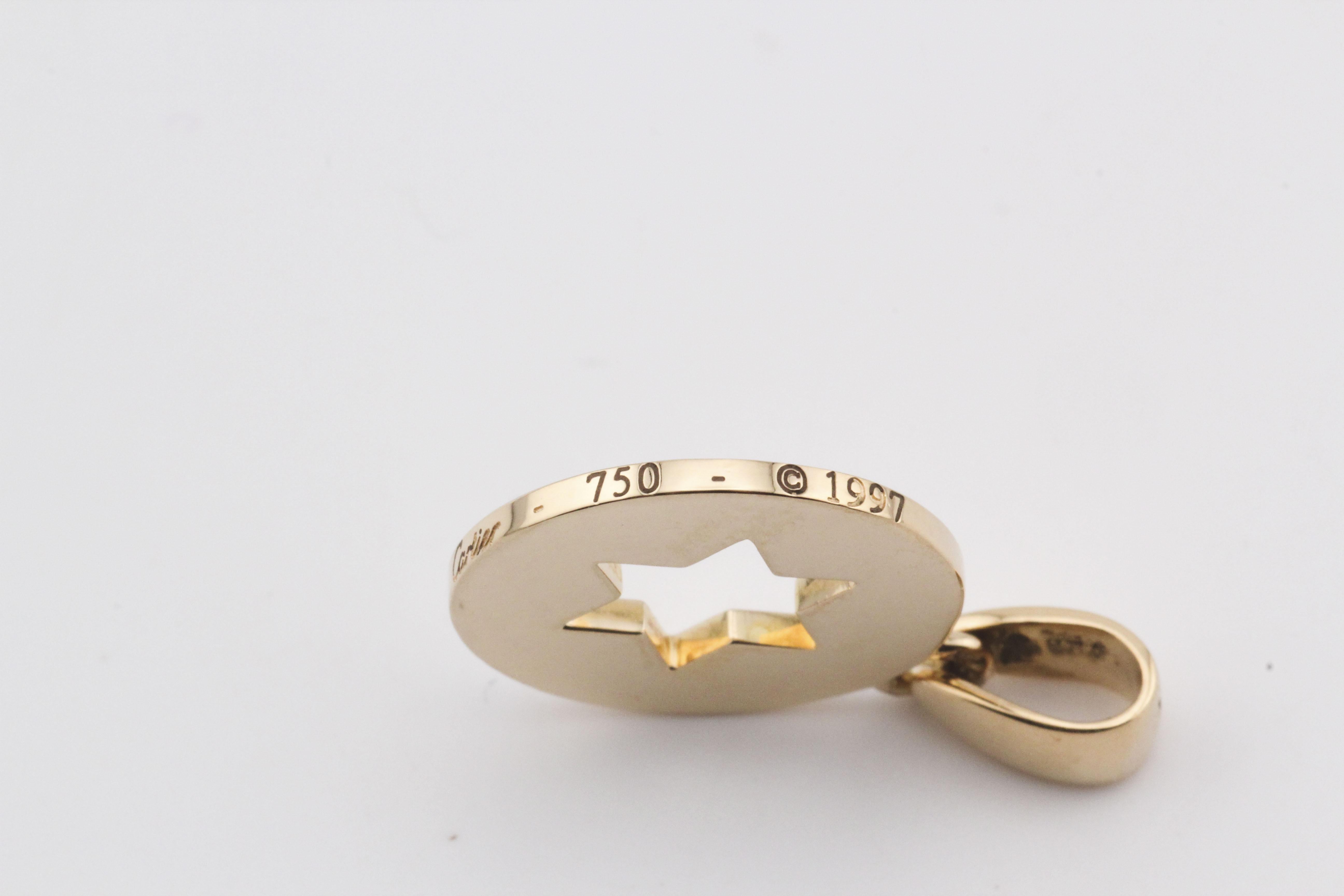 Cartier 18K Yellow Gold Star of David Charm Pendant For Sale 1