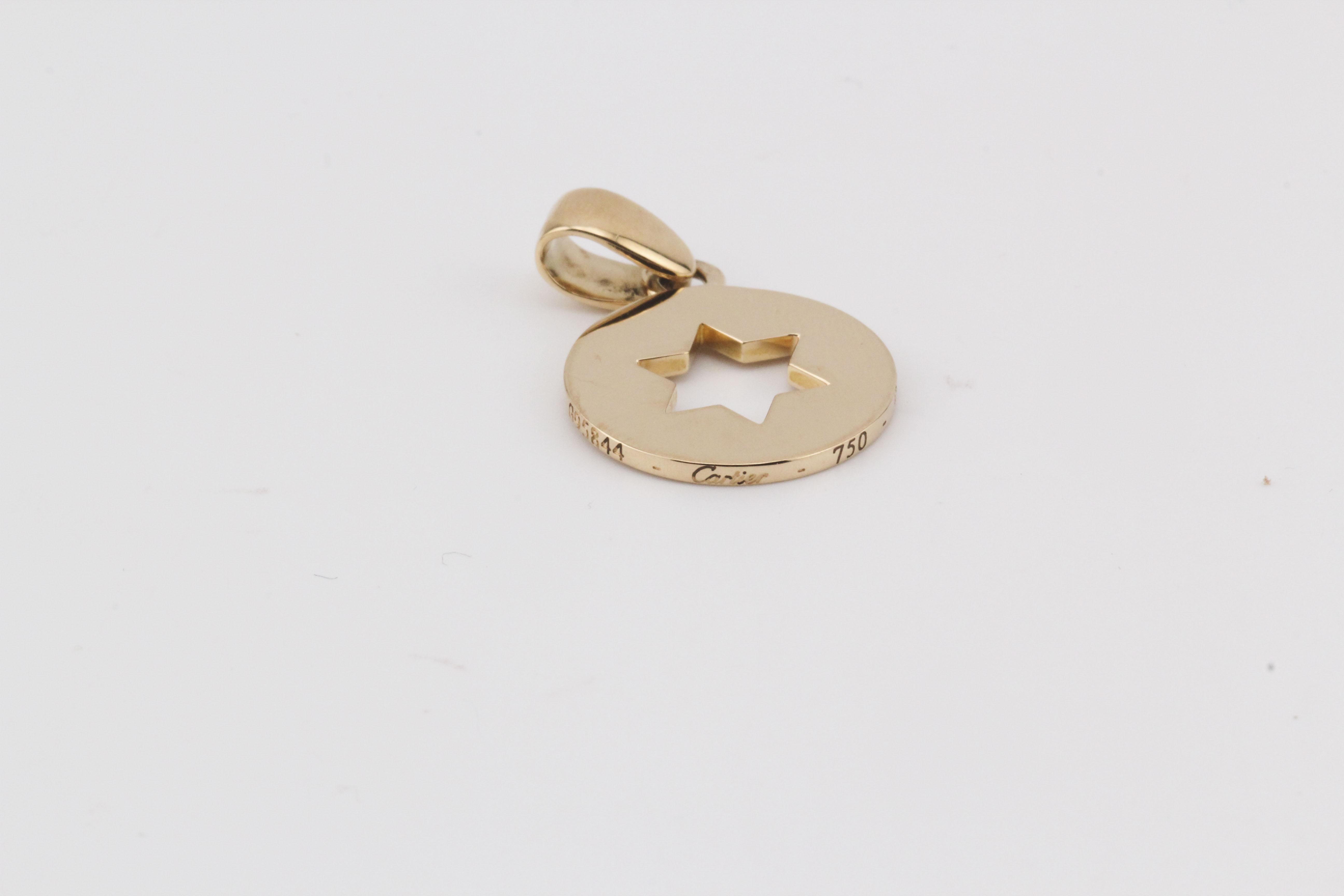 Cartier 18K Yellow Gold Star of David Charm Pendant For Sale 2