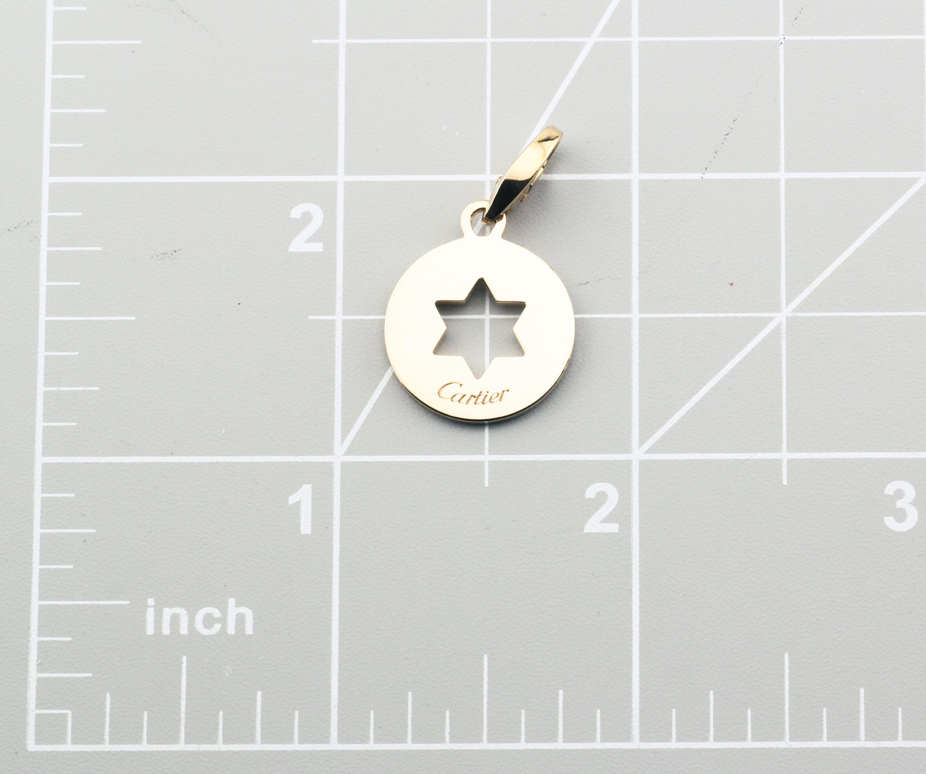 Women's or Men's Cartier 18K Yellow Gold Star of David Charm Pendant