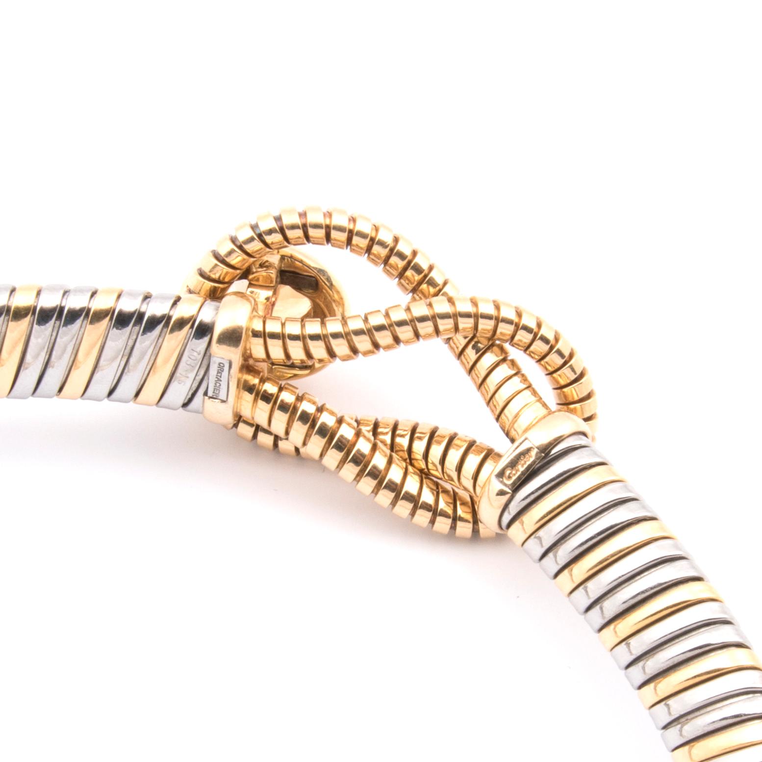 Cartier 18k Yellow Gold Steel and Citrine Tubogaz Chocker Necklace im Angebot 4