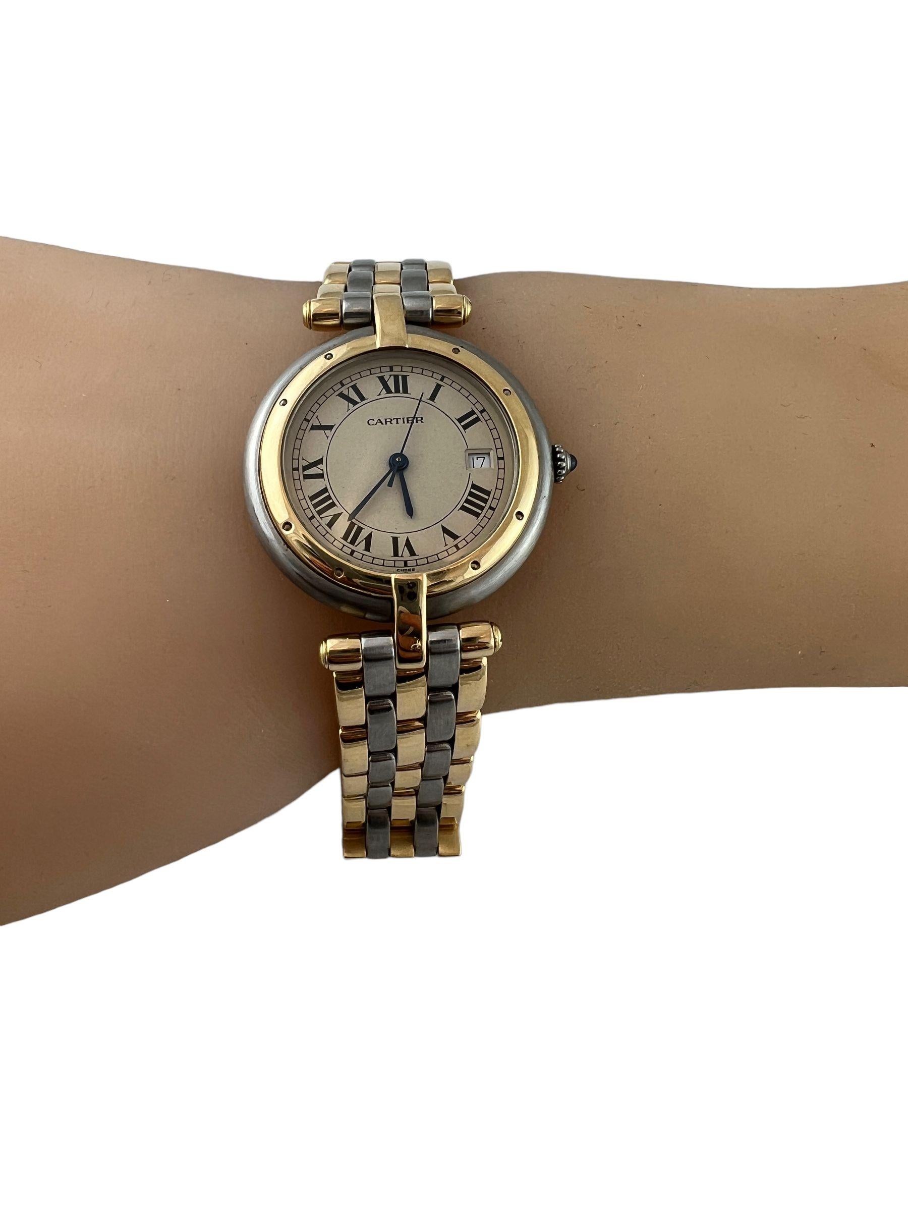 Cartier 18k Yellow Gold Steel Panthere Vendome Ladies Watch 3 Gold Bar 3