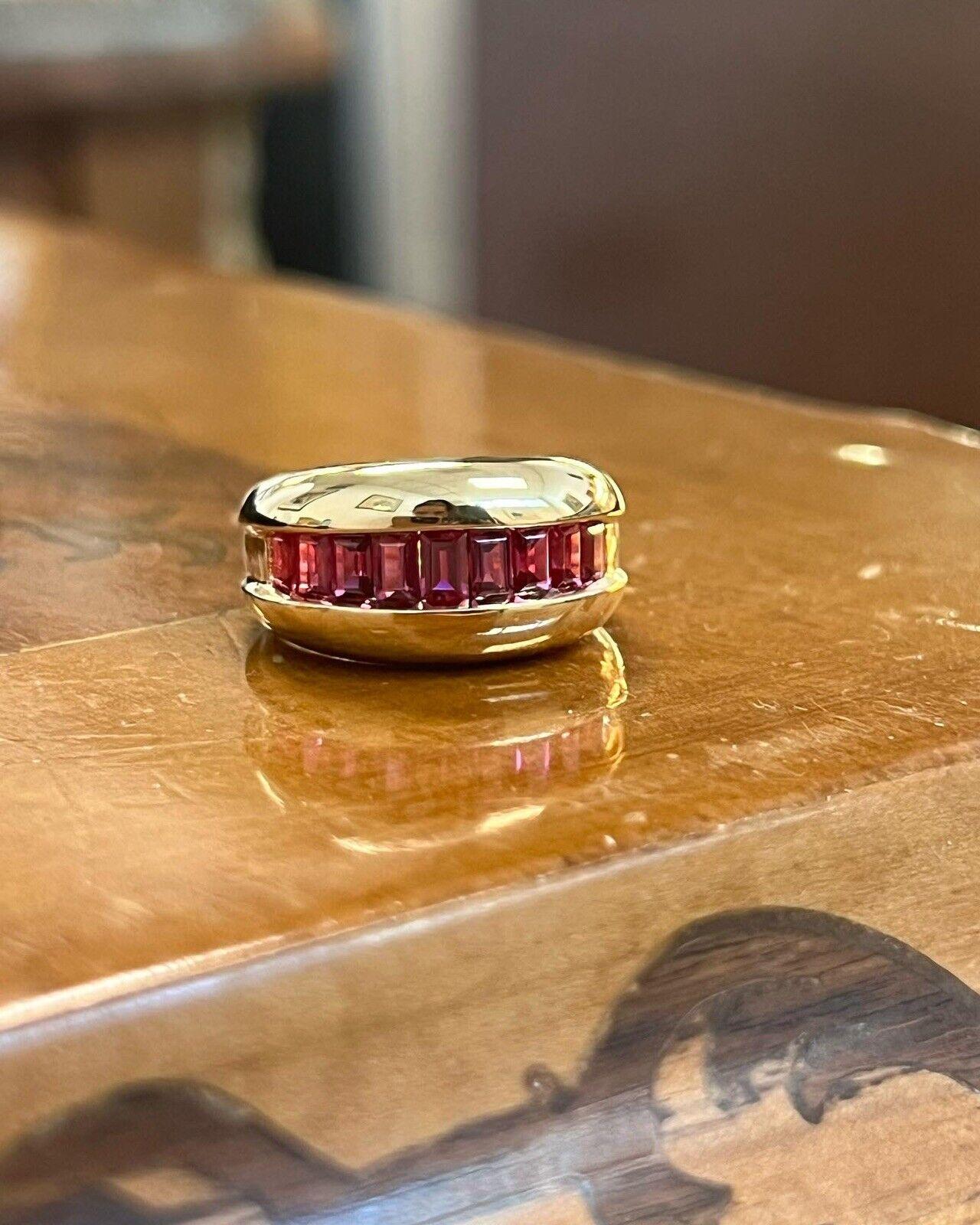Women's or Men's Cartier 18k Yellow Gold & Step Cut Ruby Ring Vintage