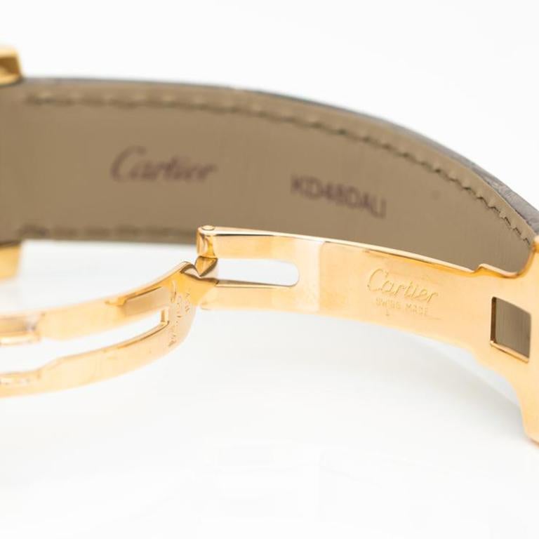 Cartier 18 Karat Yellow Gold Tank Americaine Moon Phase Model 819908 In Excellent Condition For Sale In New York, NY