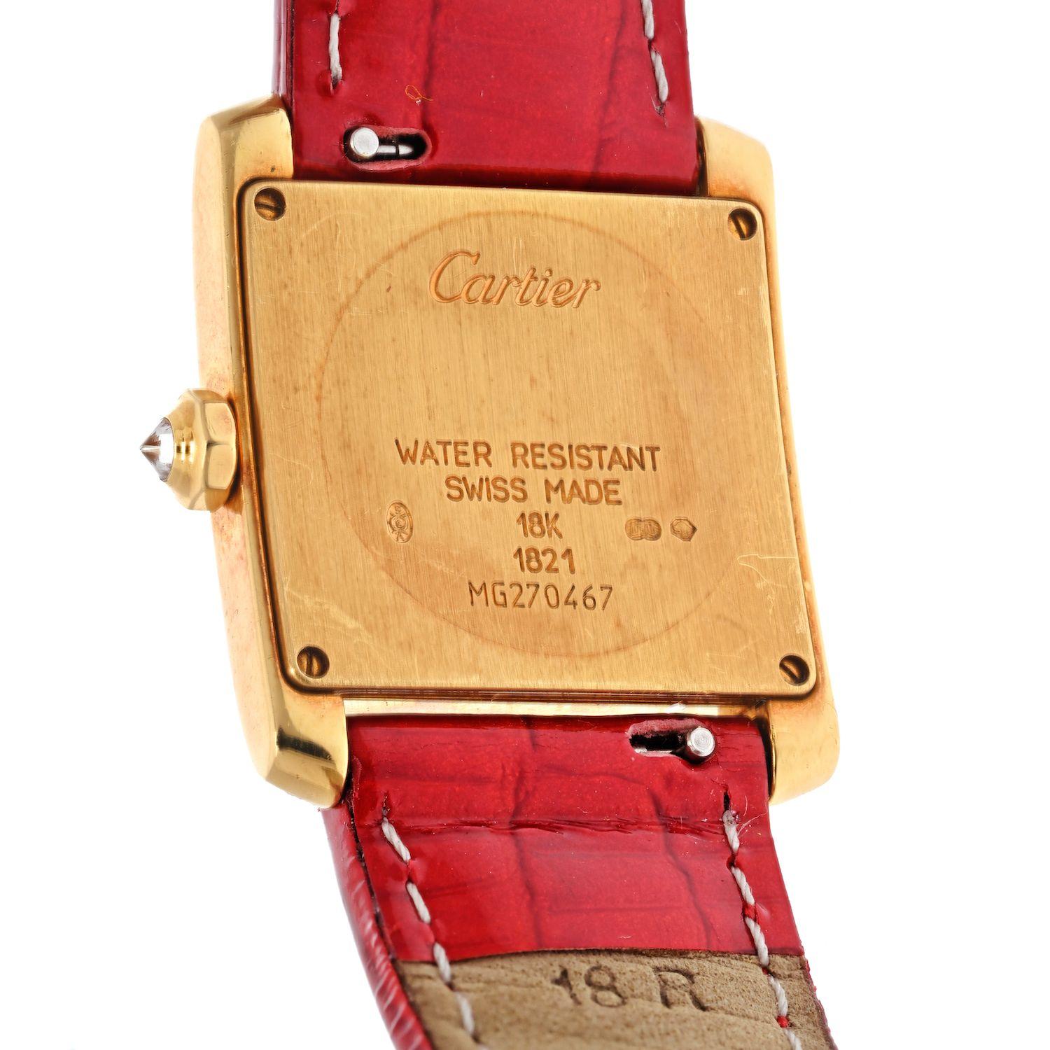 Cartier: 18 Karat Gelbgold Tank Francaise 25, Ref 1821 Damen-Diamant-Uhr (Moderne) im Angebot