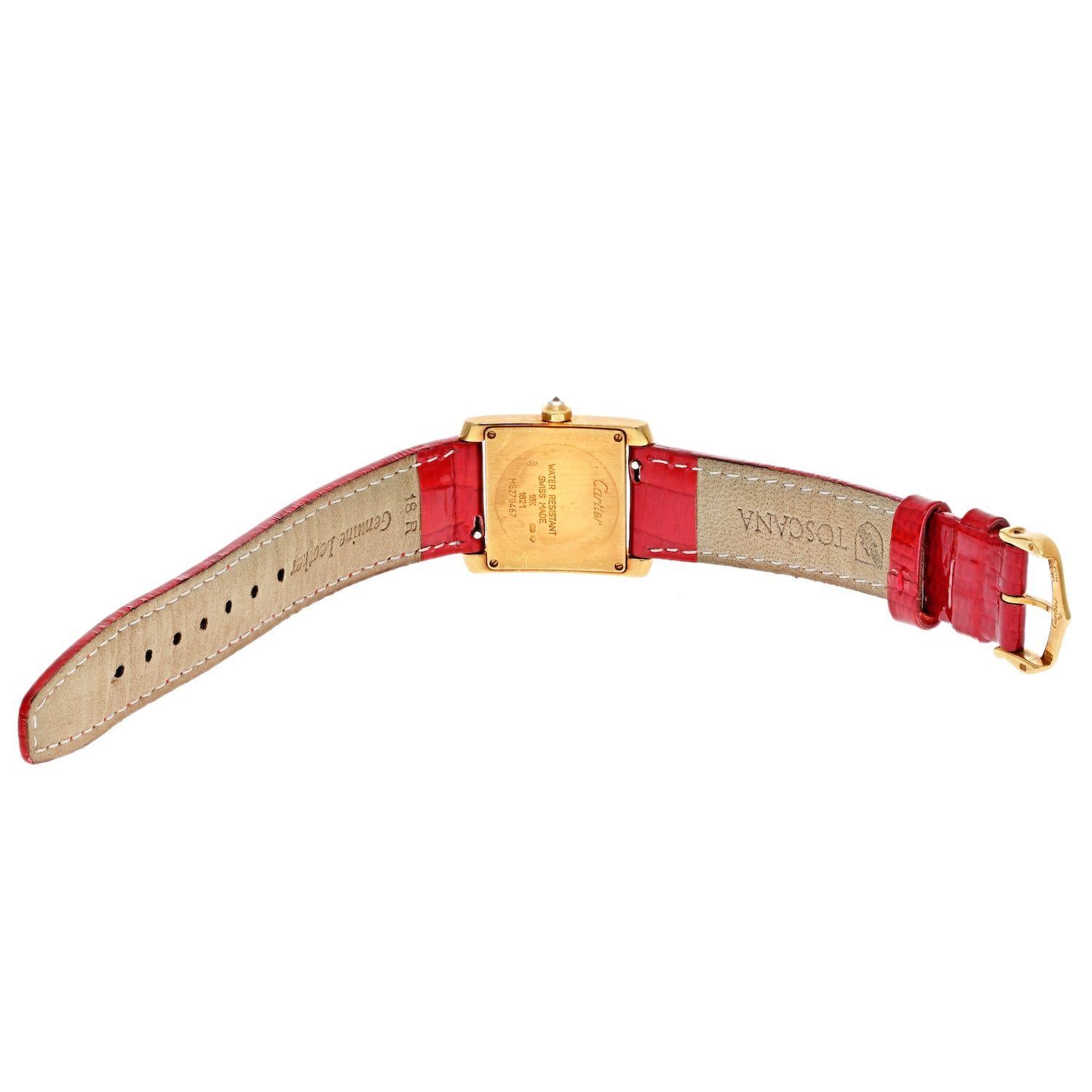 Cartier: 18 Karat Gelbgold Tank Francaise 25, Ref 1821 Damen-Diamant-Uhr im Zustand „Hervorragend“ im Angebot in New York, NY