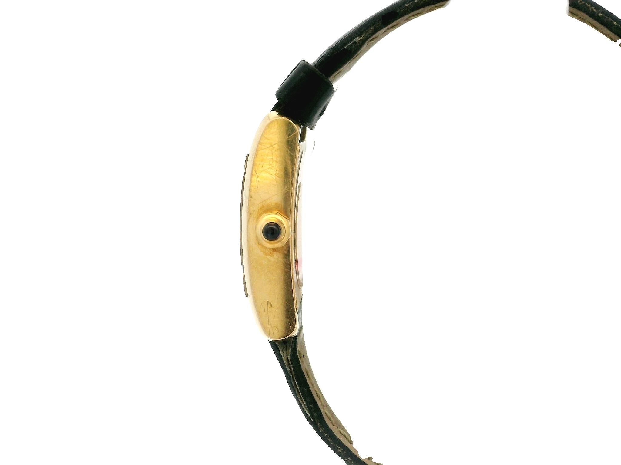 Cartier 18k Yellow Gold Tank Francaise Ref. 2385 White Dial Leather Strap Ladies In Excellent Condition In Montclair, NJ