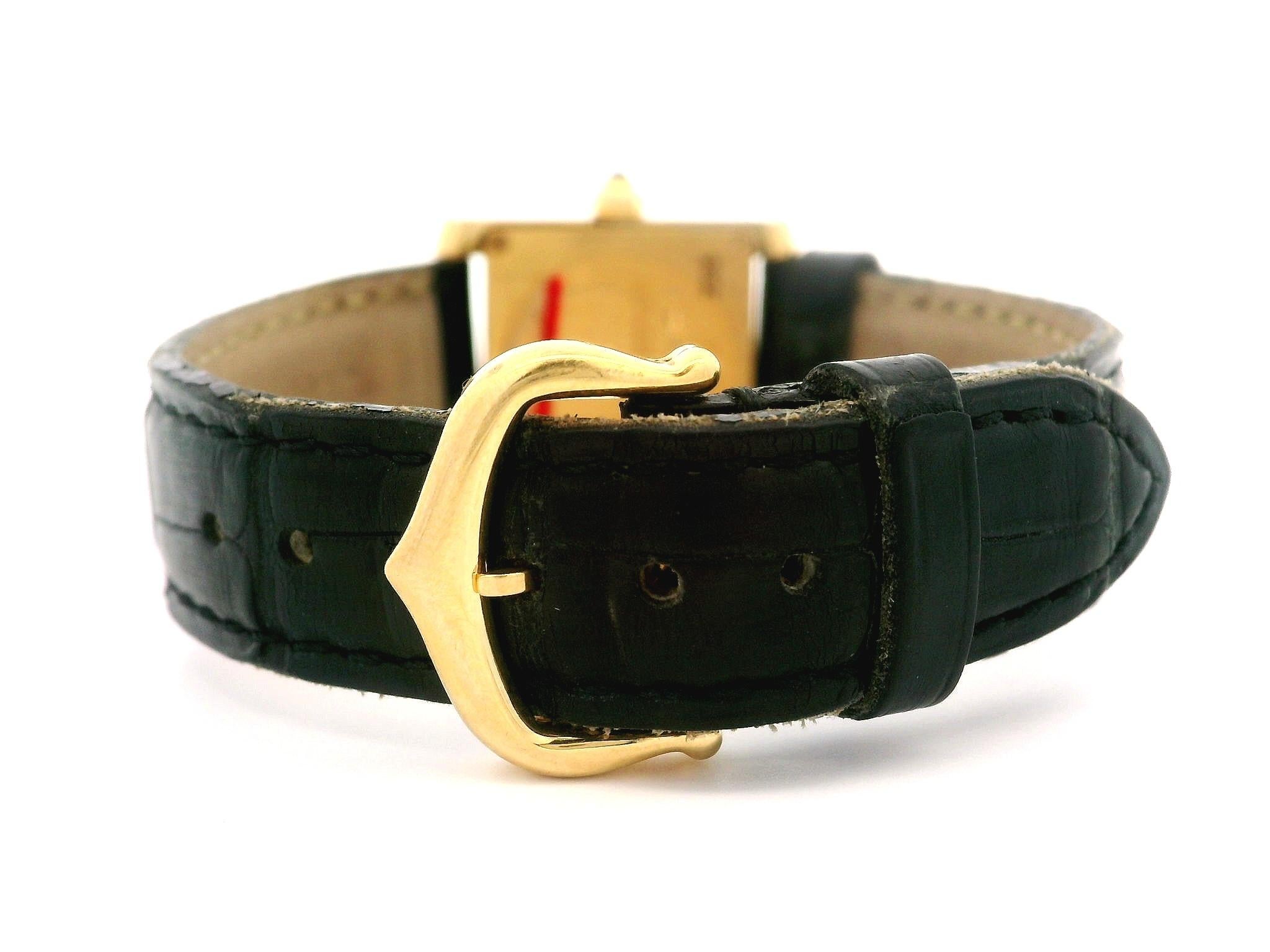 Cartier 18k Yellow Gold Tank Francaise Ref. 2385 White Dial Leather Strap Ladies 3