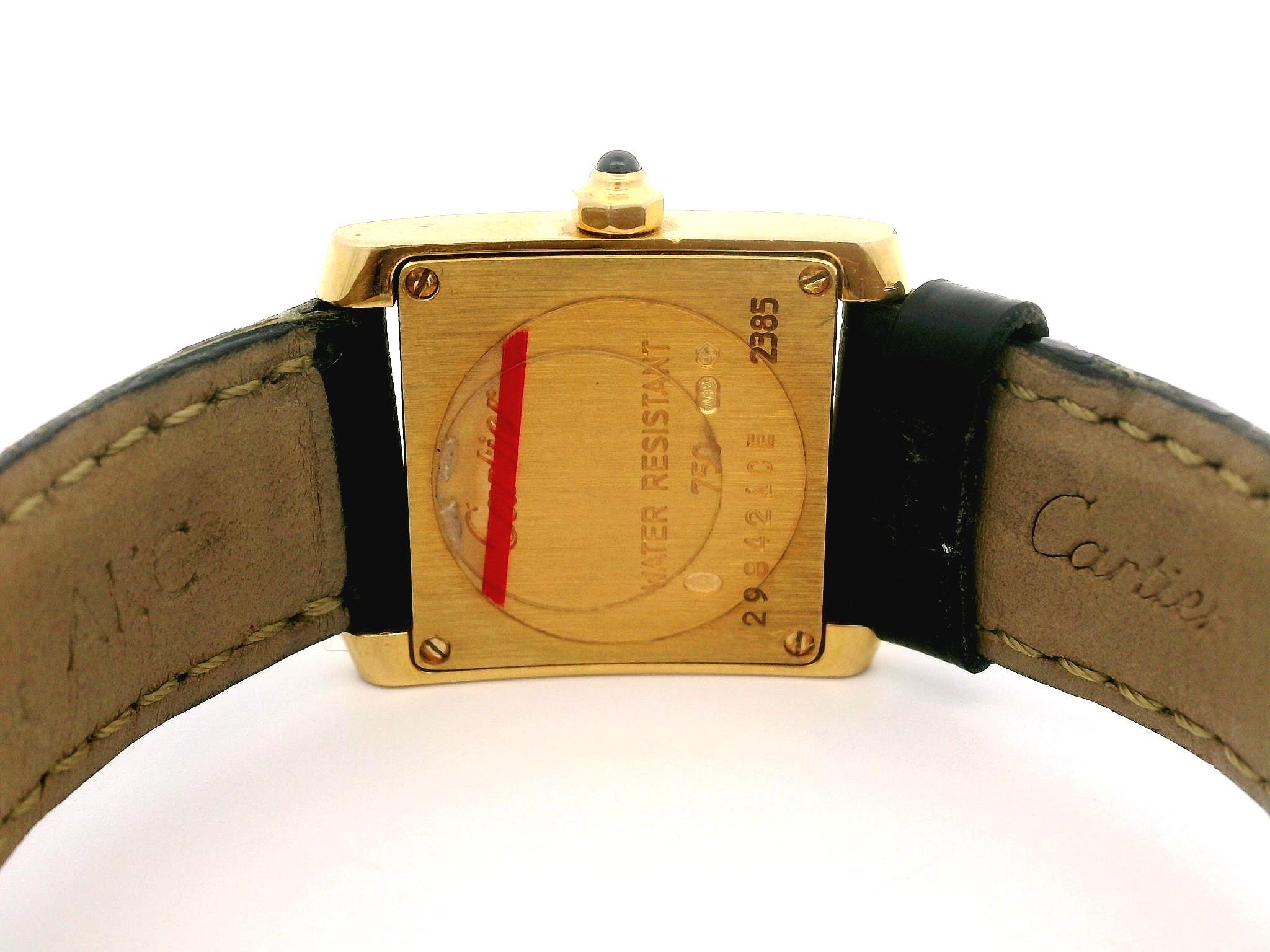 Cartier 18k Yellow Gold Tank Francaise Ref. 2385 White Dial Leather Strap Ladies 4