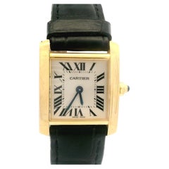 Cartier Tank Francaise in oro giallo 18k Ref. 2385 Quadrante Bianco Cinturino Pelle Donna