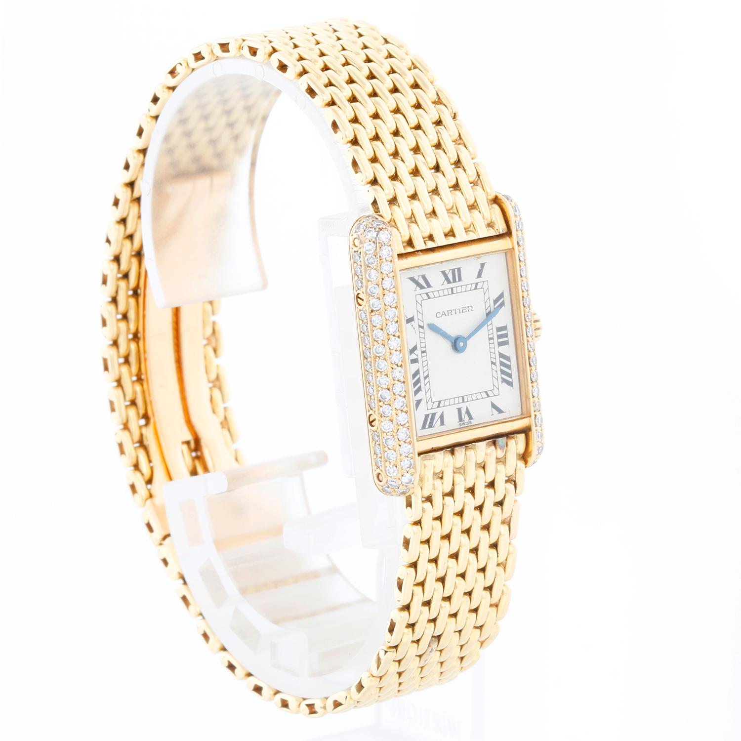 Cartier 18K Yellow Gold Tank Ladies Watch In Excellent Condition For Sale In Dallas, TX