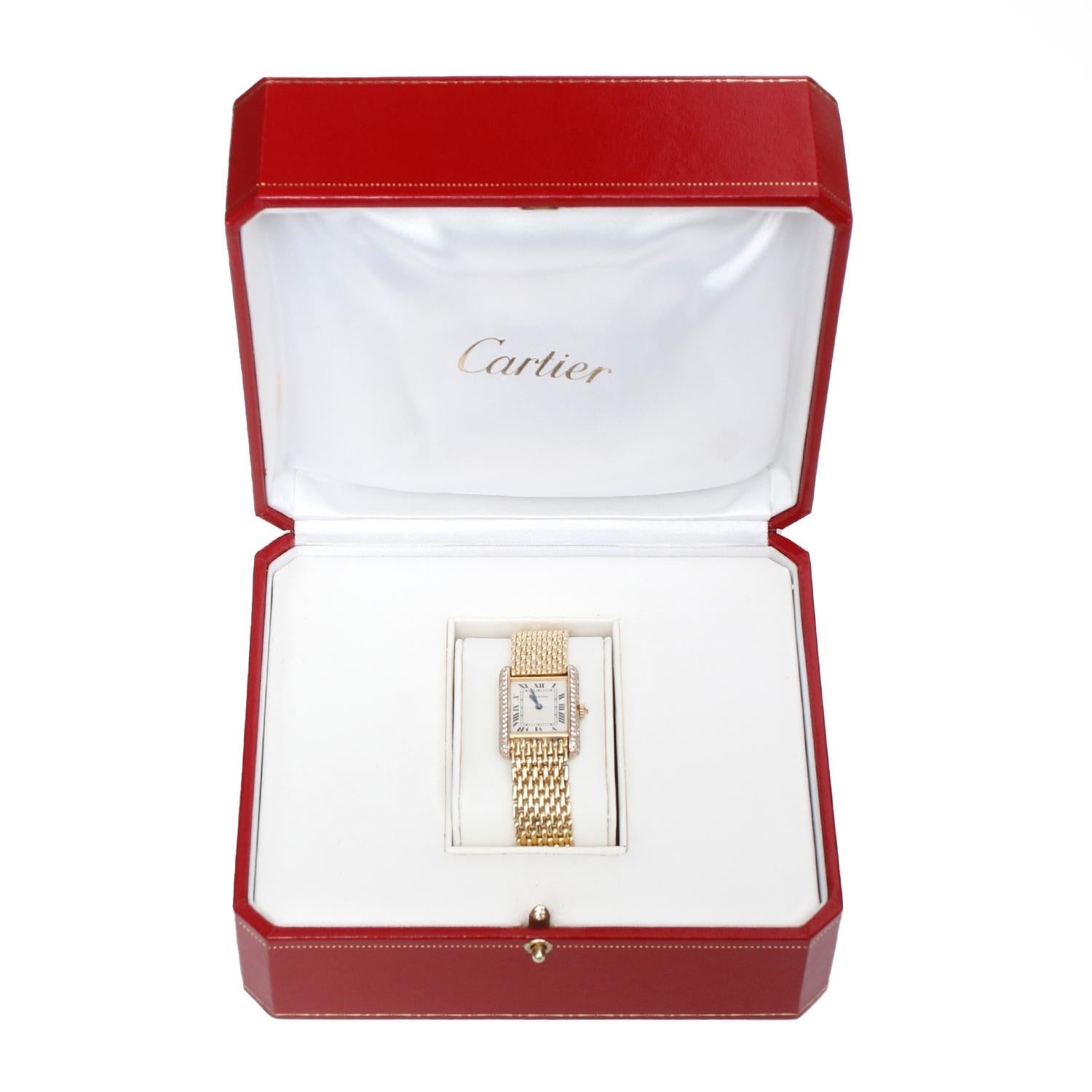 Cartier 18K Yellow Gold Tank Ladies Watch For Sale 2