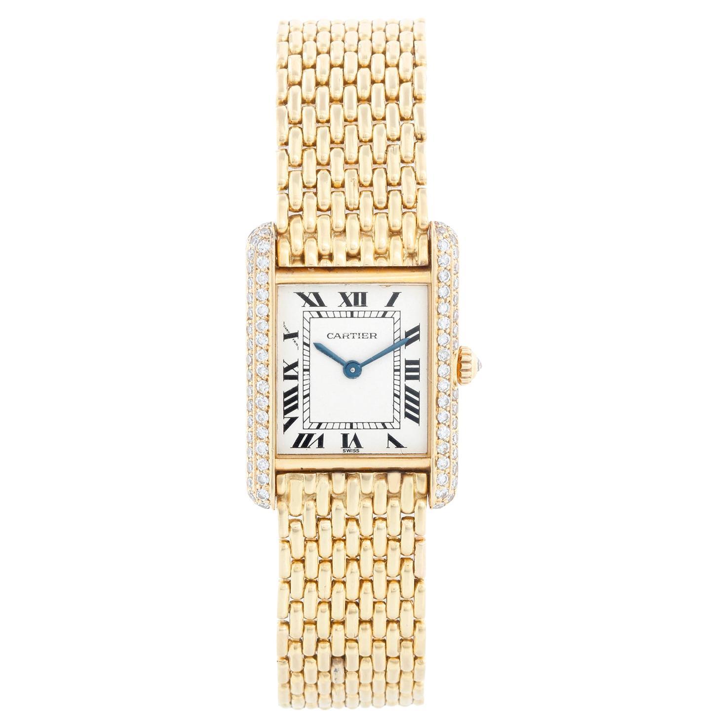 Cartier 18K Yellow Gold Tank Ladies Watch For Sale