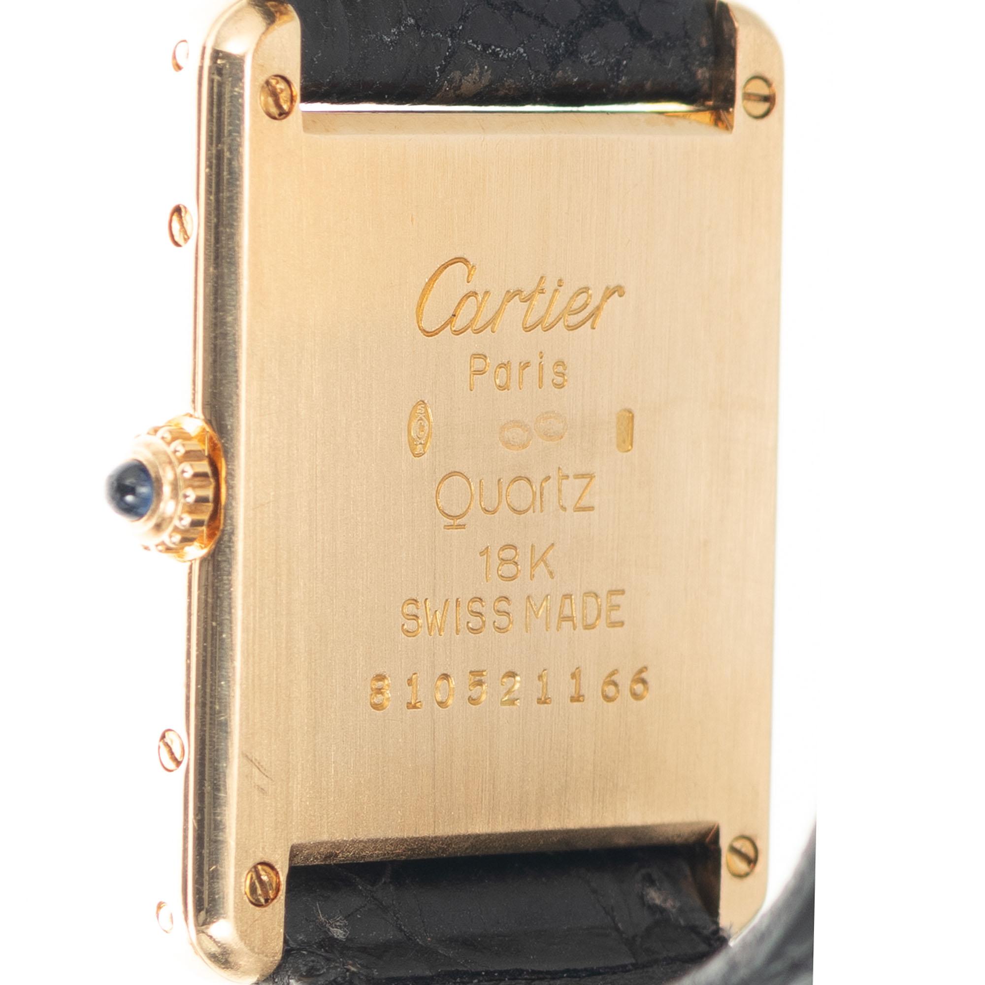 Cartier 18 Karat Yellow Gold Tank Louis Wristwatch In Excellent Condition In Stamford, CT