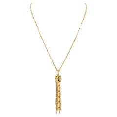 Cartier 18K Yellow Gold Tassel Spotted Panthere Diamond Onyx Pendant