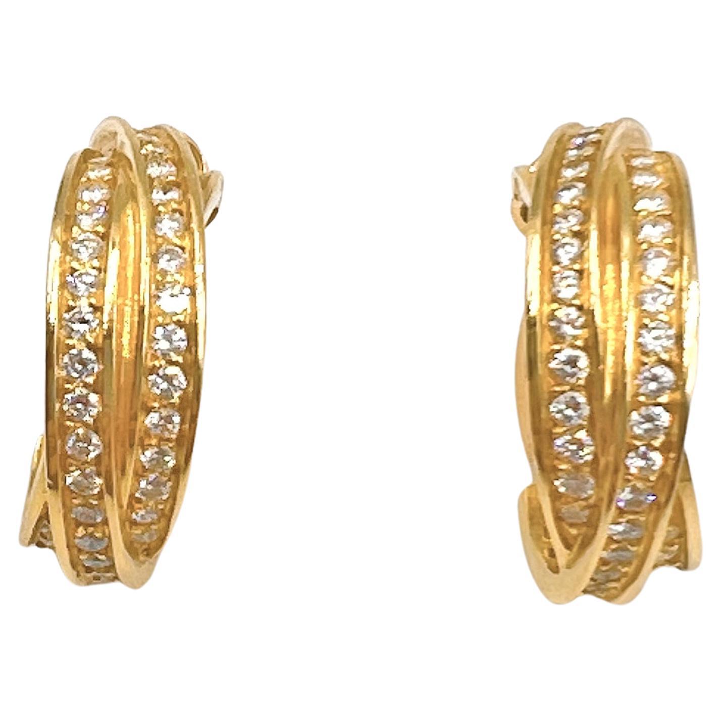 Cartier Boucles d'oreilles Trinity en or jaune 18 carats et diamants