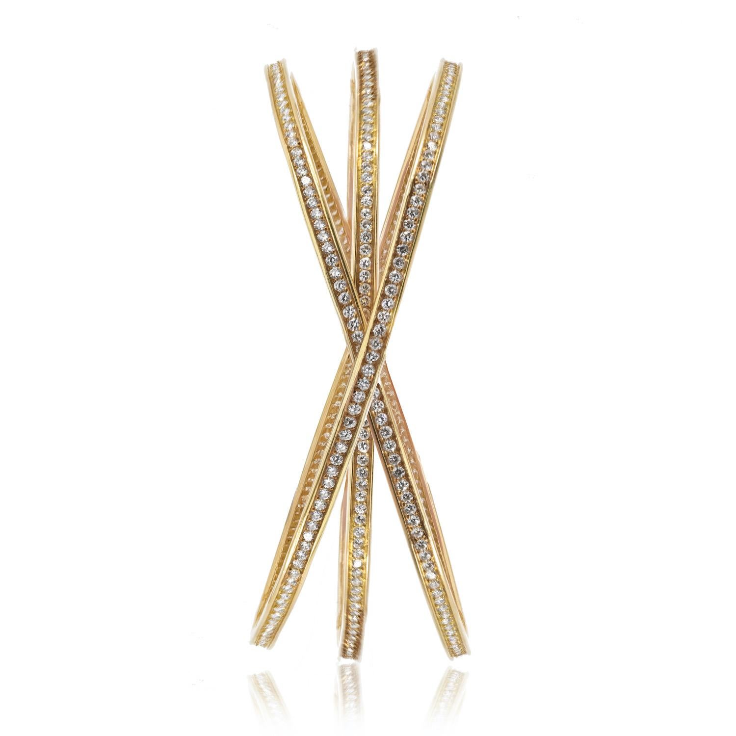 Moderne Cartier Bracelet Trinity modèle moyen en or jaune 18 carats avec diamants en vente
