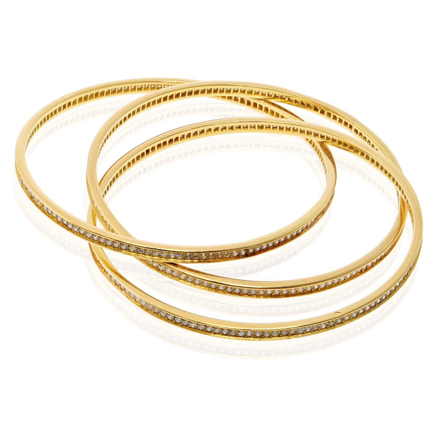 Taille ronde Cartier Bracelet Trinity modèle moyen en or jaune 18 carats avec diamants en vente