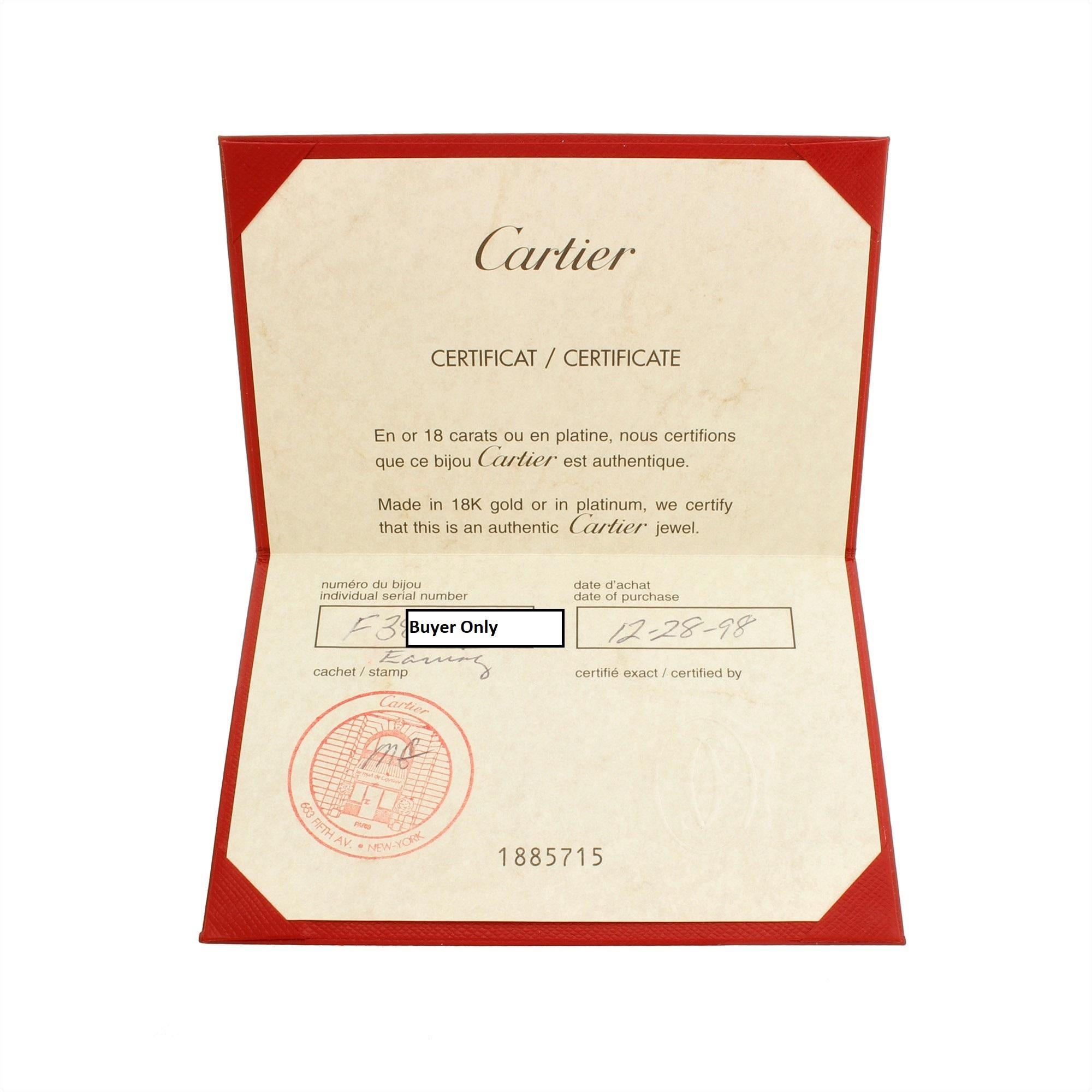 Cartier 18 Karat Yellow Gold Trinity Drop Dangle Earrings W Certificate COA In Good Condition In Lauderdale by the Sea, FL