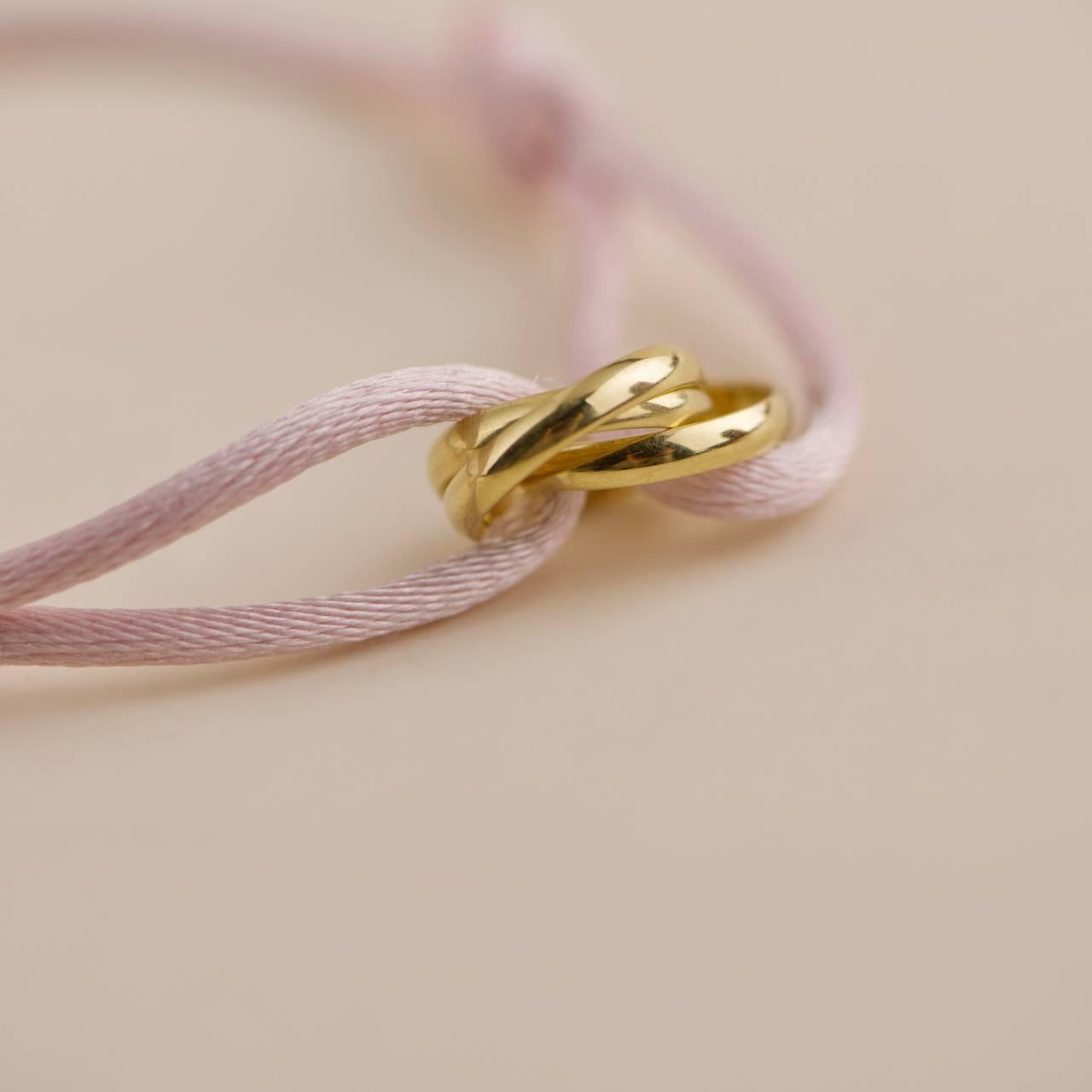 Cartier 18K Yellow Gold Trinity Pink Silk Cord Bracelet 1