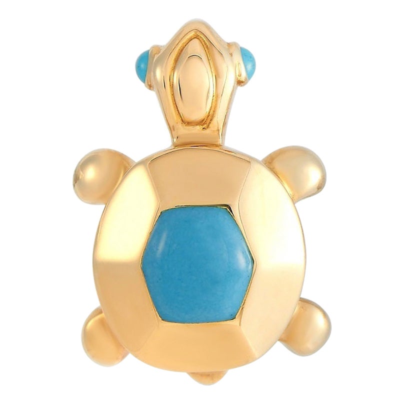 Cartier Épingle en or jaune 18 carats avec turquoise et tortue