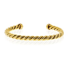 Cartier 18K Yellow Gold Twisted Vintage Open Cuff Size 16 Bracelet