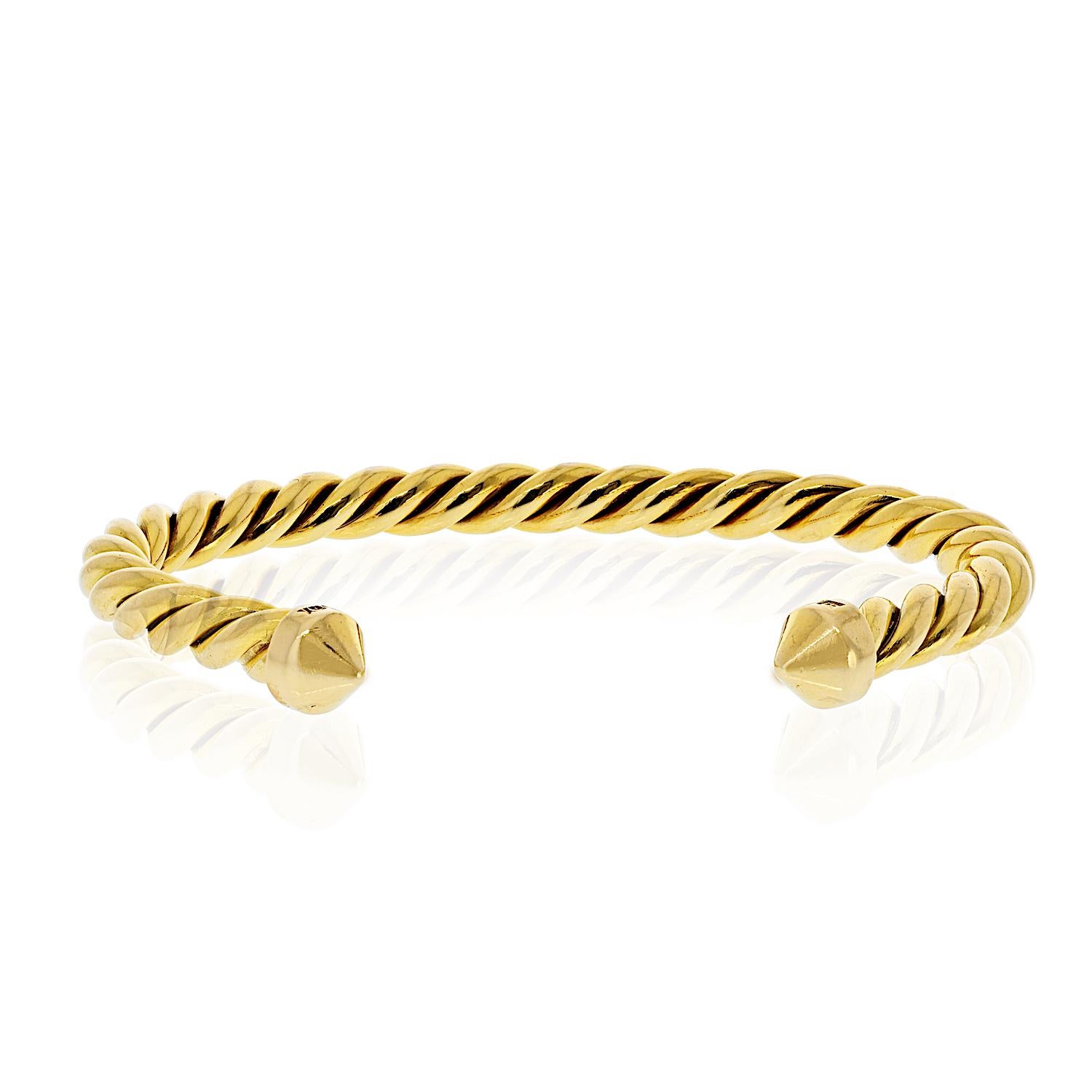 Cartier 18K Gelbgold verdreht Vintage offene Manschette Größe 16 Armband im Zustand „Hervorragend“ im Angebot in New York, NY