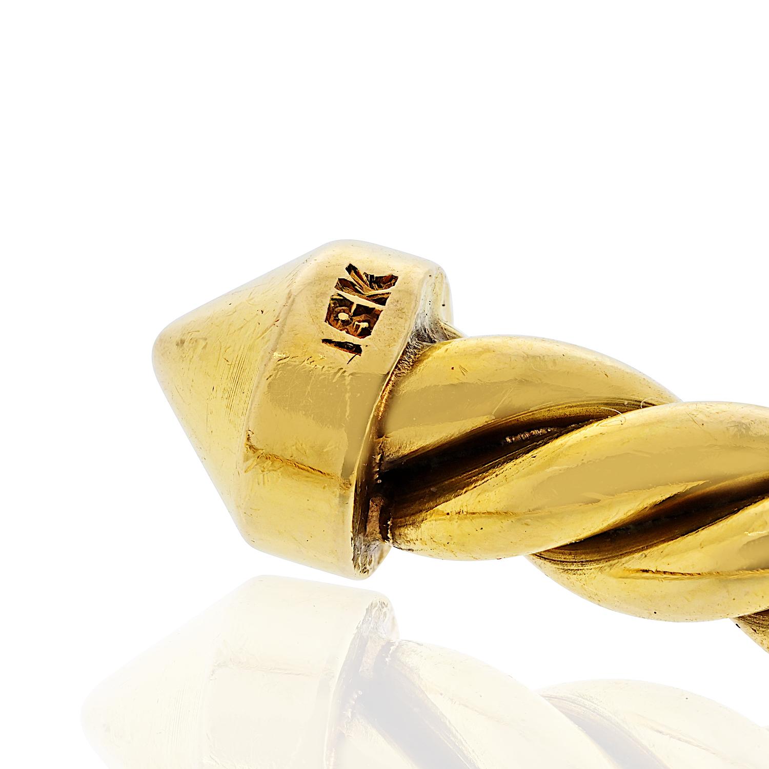 Cartier 18K Gelbgold verdreht Vintage offene Manschette Größe 16 Armband für Damen oder Herren im Angebot