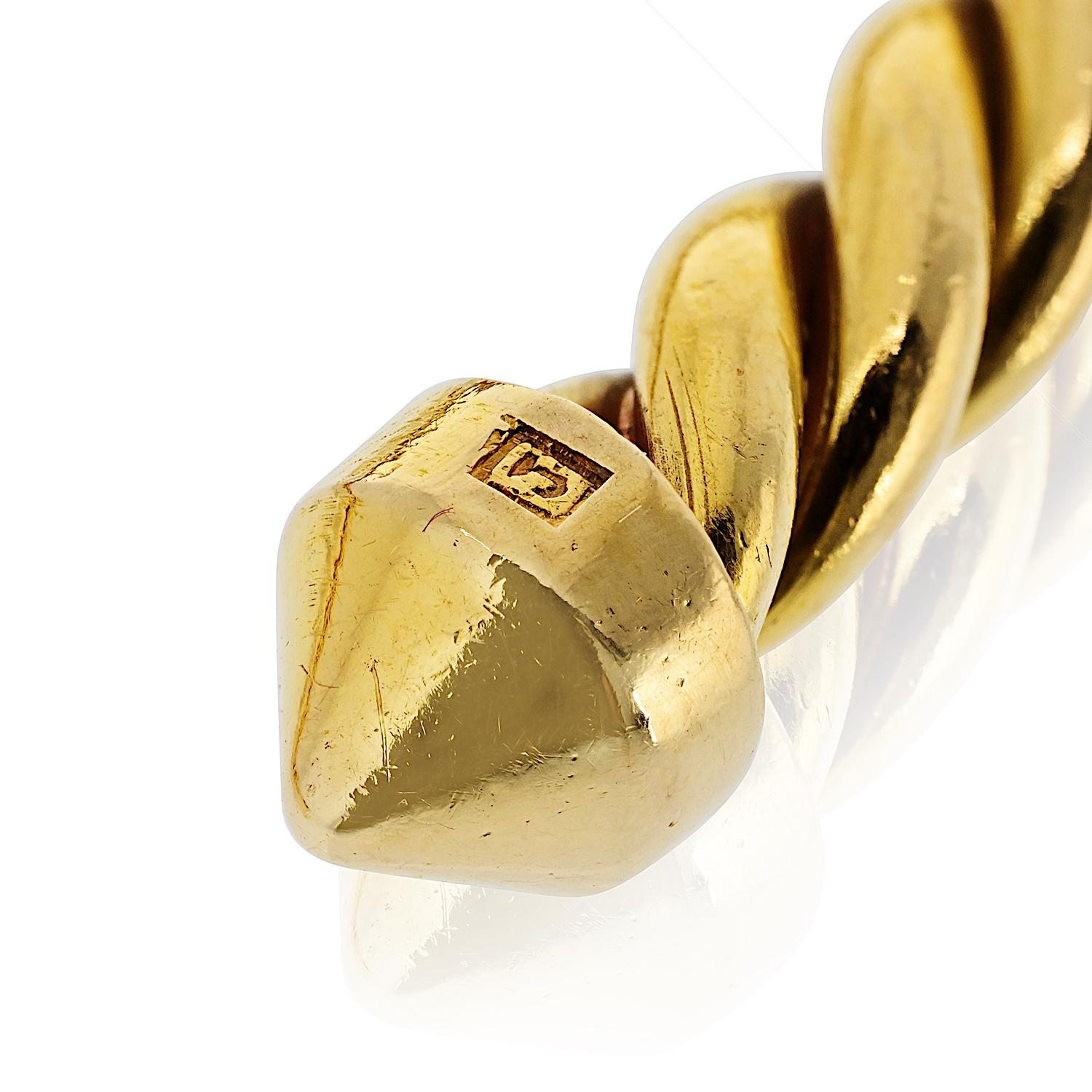 Cartier 18K Gelbgold verdreht Vintage offene Manschette Größe 16 Armband im Angebot 1