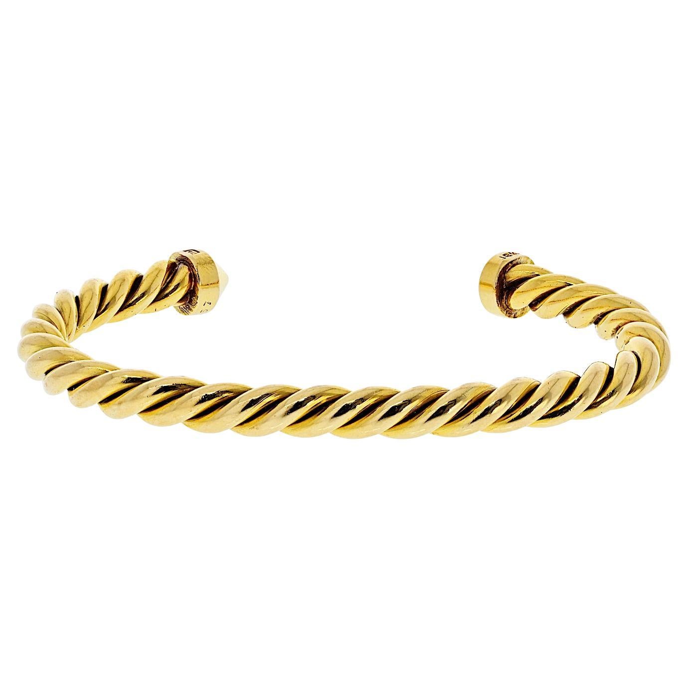 Cartier 18K Yellow Gold Twisted Vintage Open Cuff Size 16 Bracelet