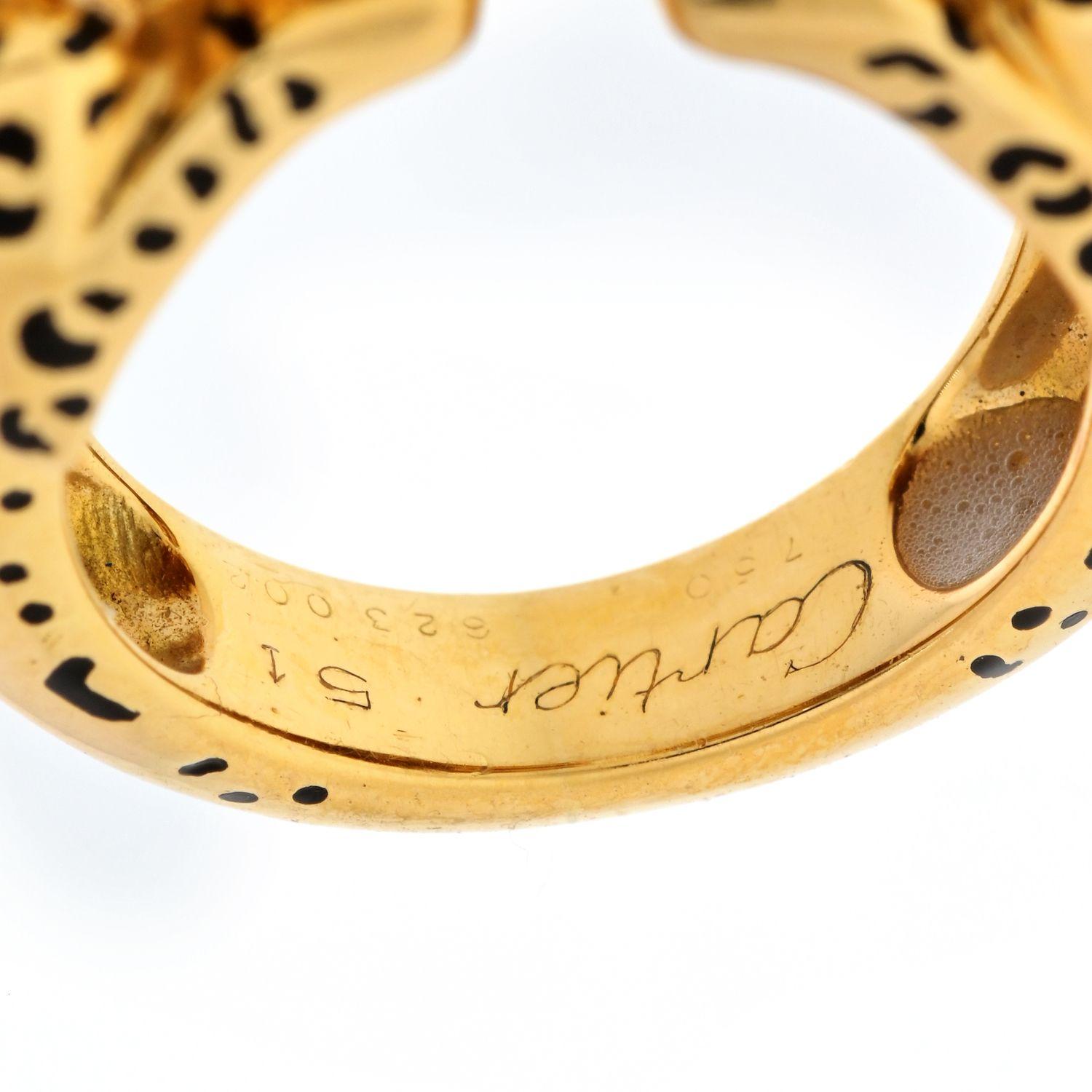 Cartier: 18 Karat Gelbgold Ring, zwei Panther sich gegenüberstehend (Moderne)