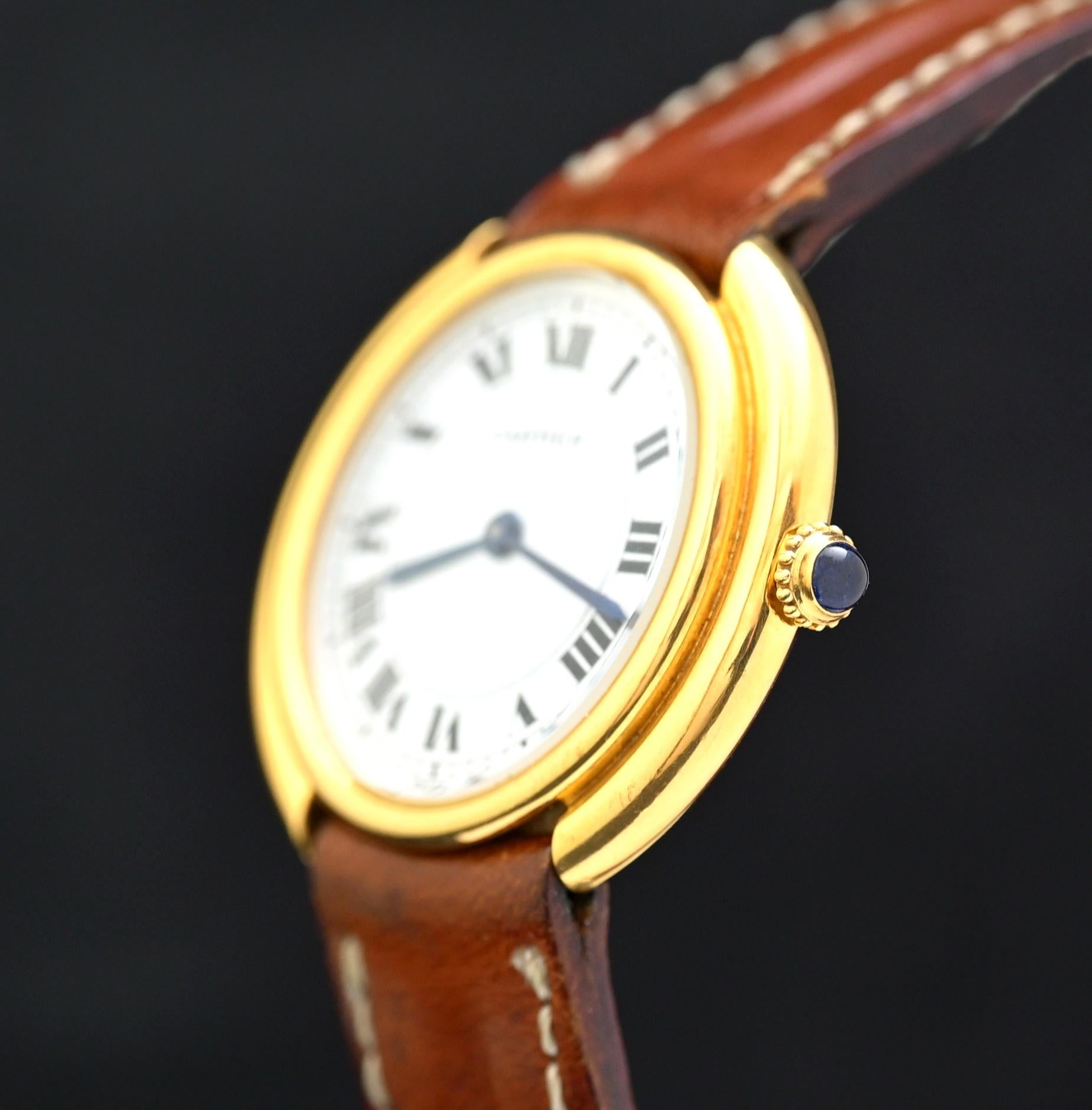 Cartier 18 Karat Gelbgold Vendome Handaufzug 78090, 1970er Jahre im Zustand „Gut“ im Angebot in Central & Western District, HK
