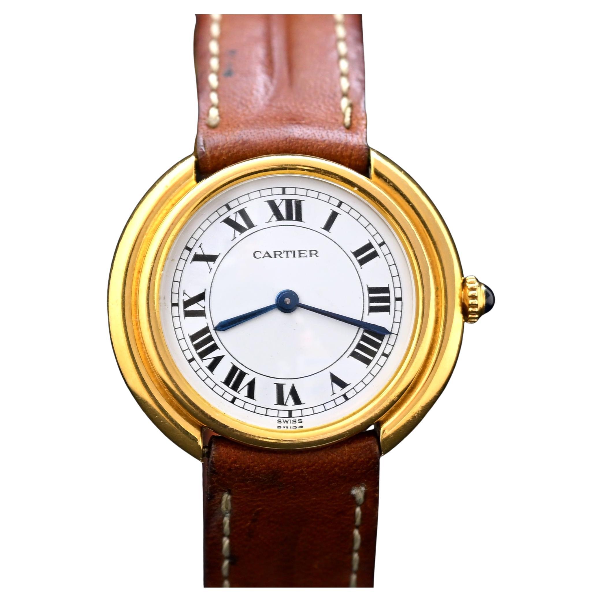 Cartier 18 Karat Gelbgold Vendome Handaufzug 78090, 1970er Jahre