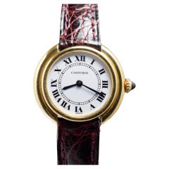Cartier 18 Karat Gelbgold Vendome Paris Zifferblatt Handaufzug 67080 , 1980er Jahre