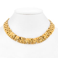 Cartier 18K Yellow Gold Walking Elephant Maillon Necklace